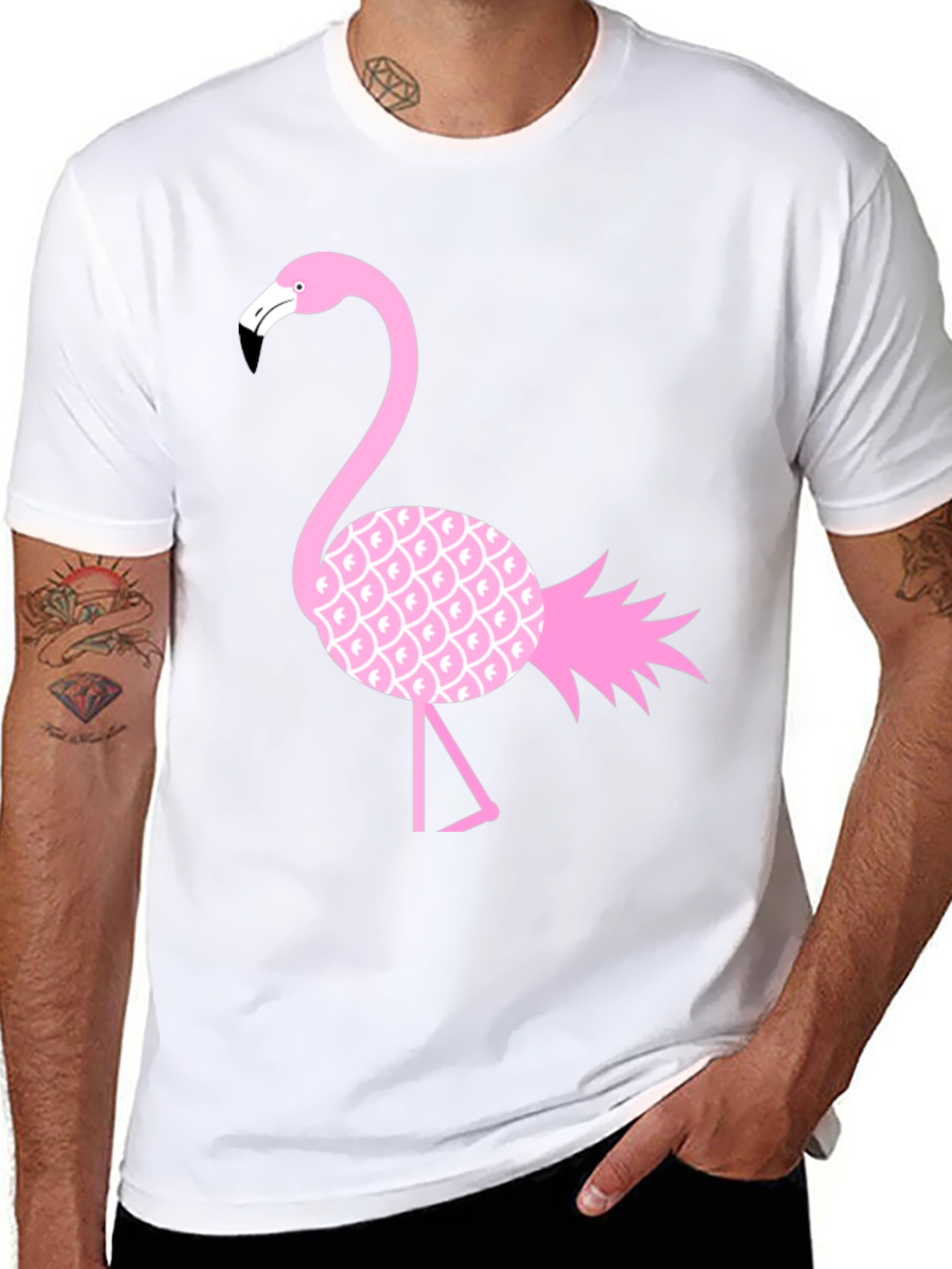 Black Black Flamingo Pineapple T-Shirt view 8