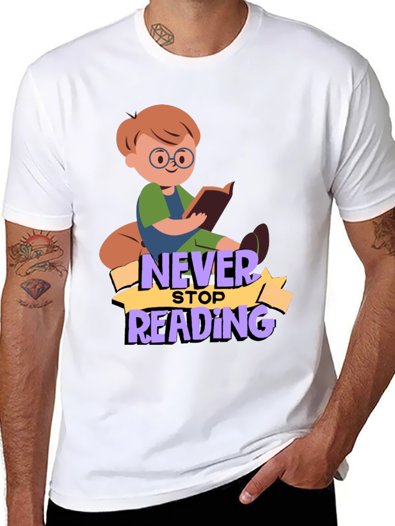 Black Never Stop Reading Graphic T-Shirt view 8