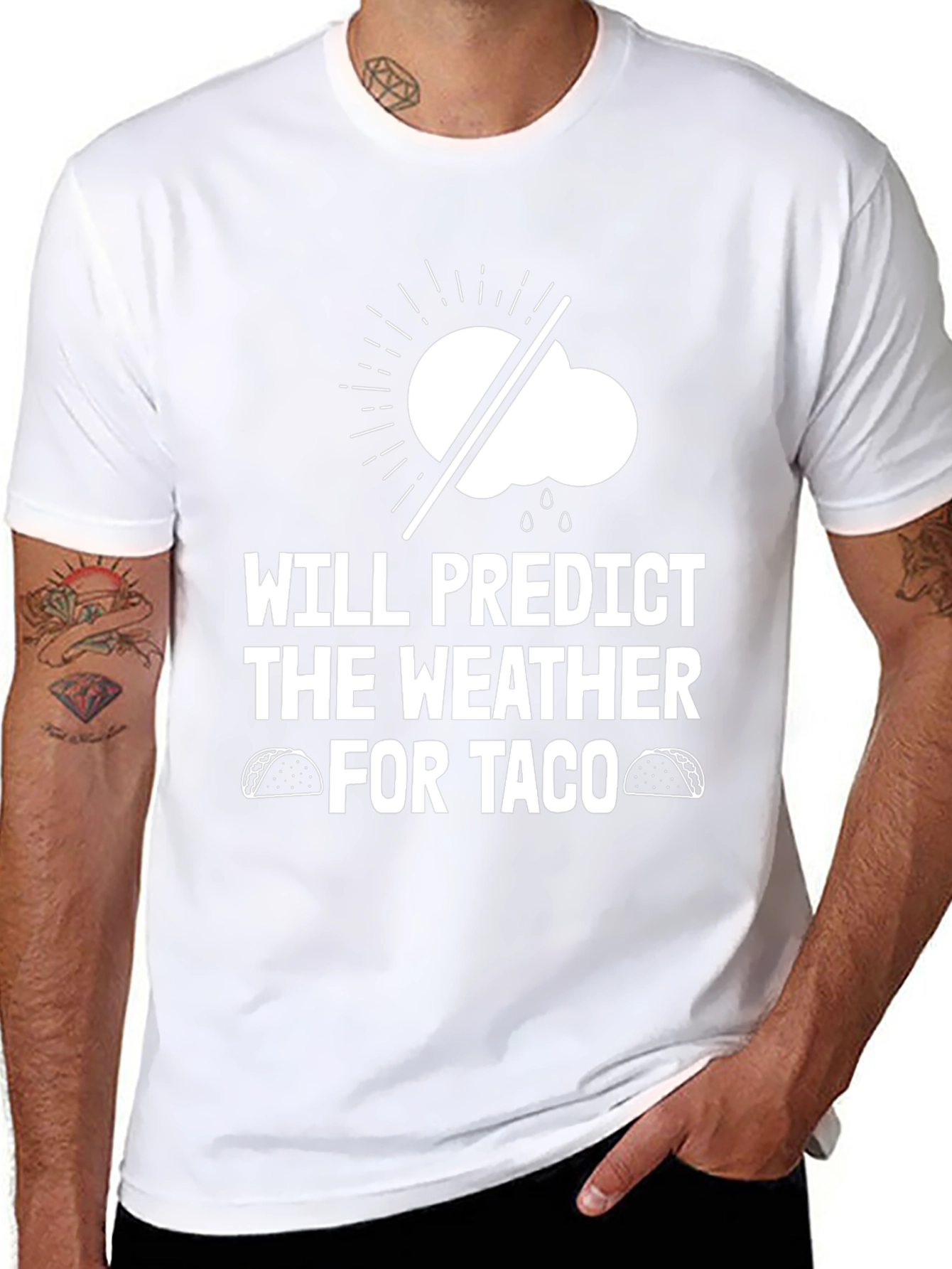 Black Funny Weather Forecast Taco T-Shirt view 8