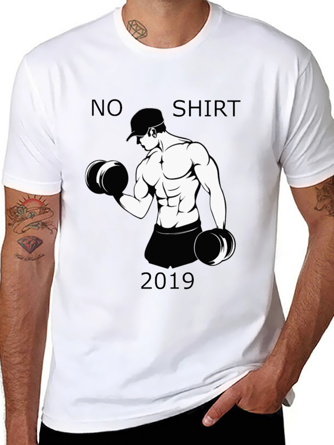 Black Funny No Shirt 2019 Workout T-Shirt view 8