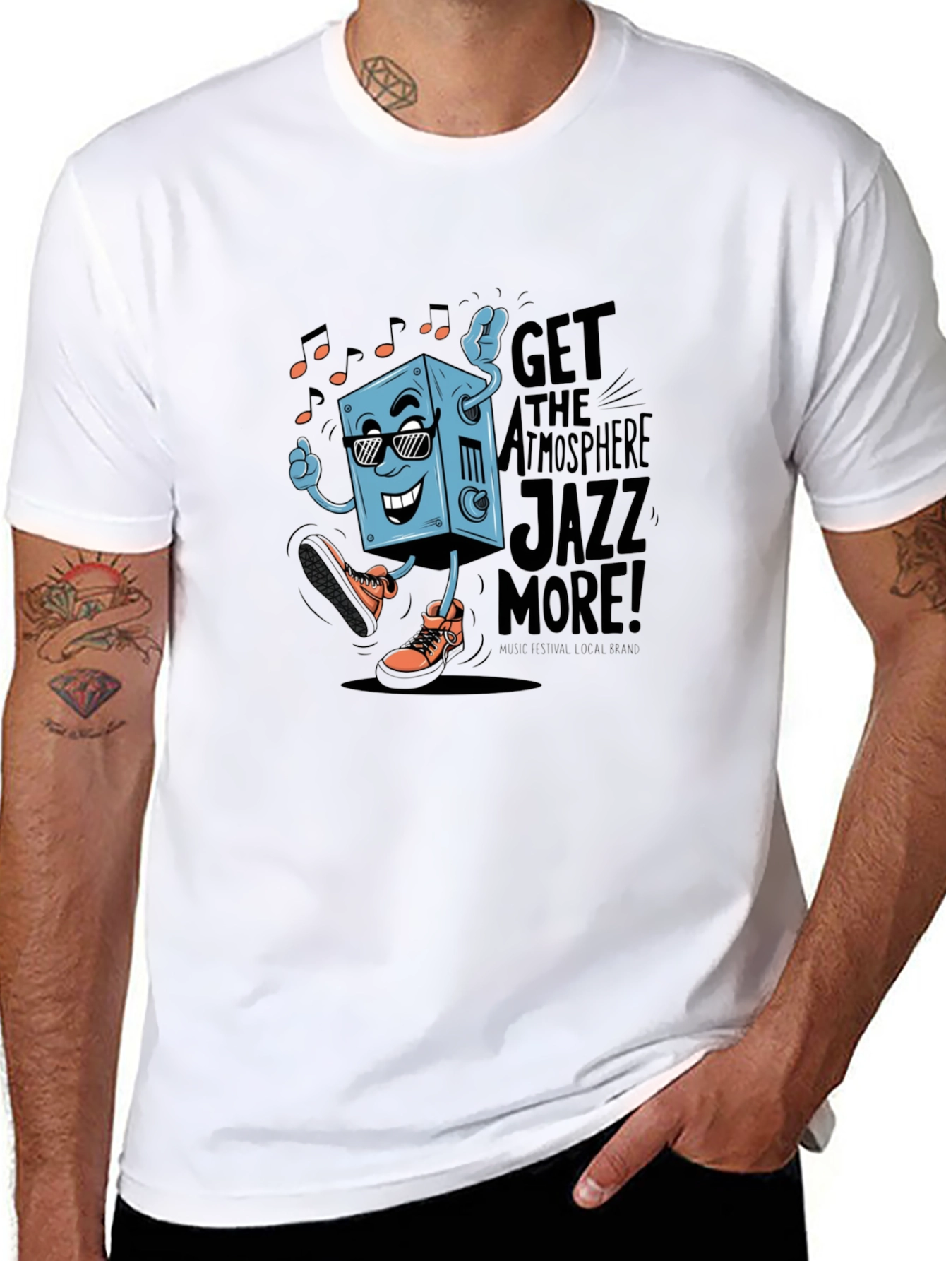 Black Cool Jazz Graphic Tee - Black Cotton T-Shirt view 8