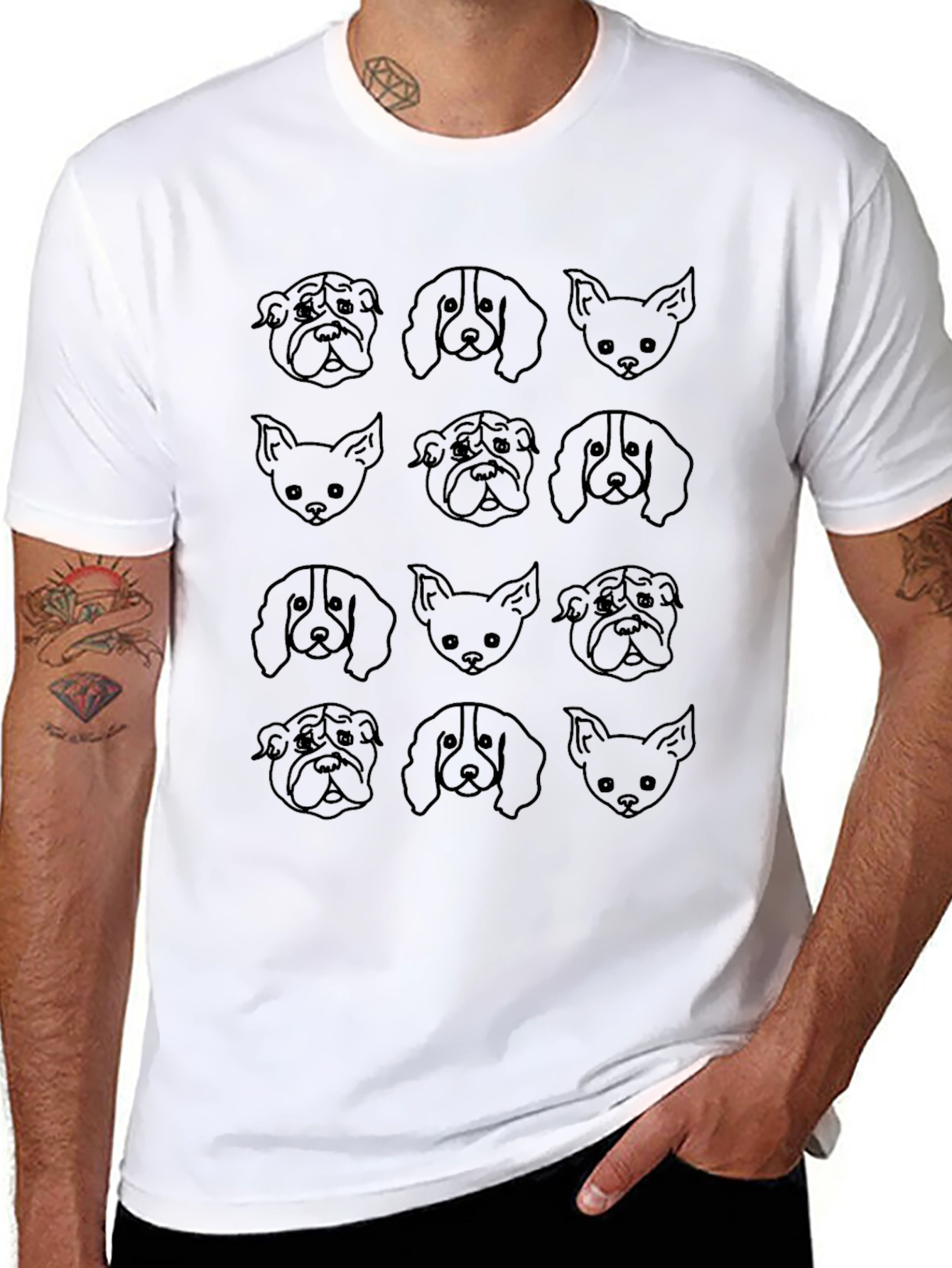Black Dog Breed Outline T-Shirt - Unisex Black Tee view 8