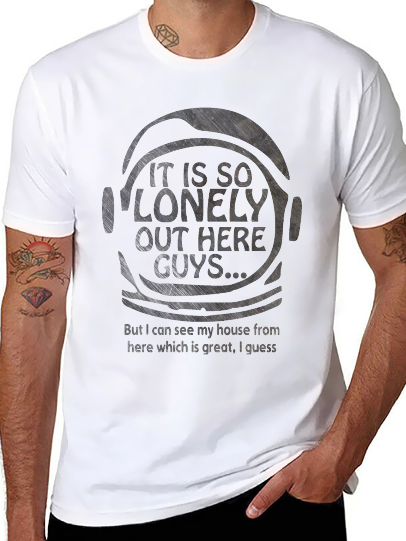 Black Lonely Astronaut T-Shirt - Space Humor Tee view 8