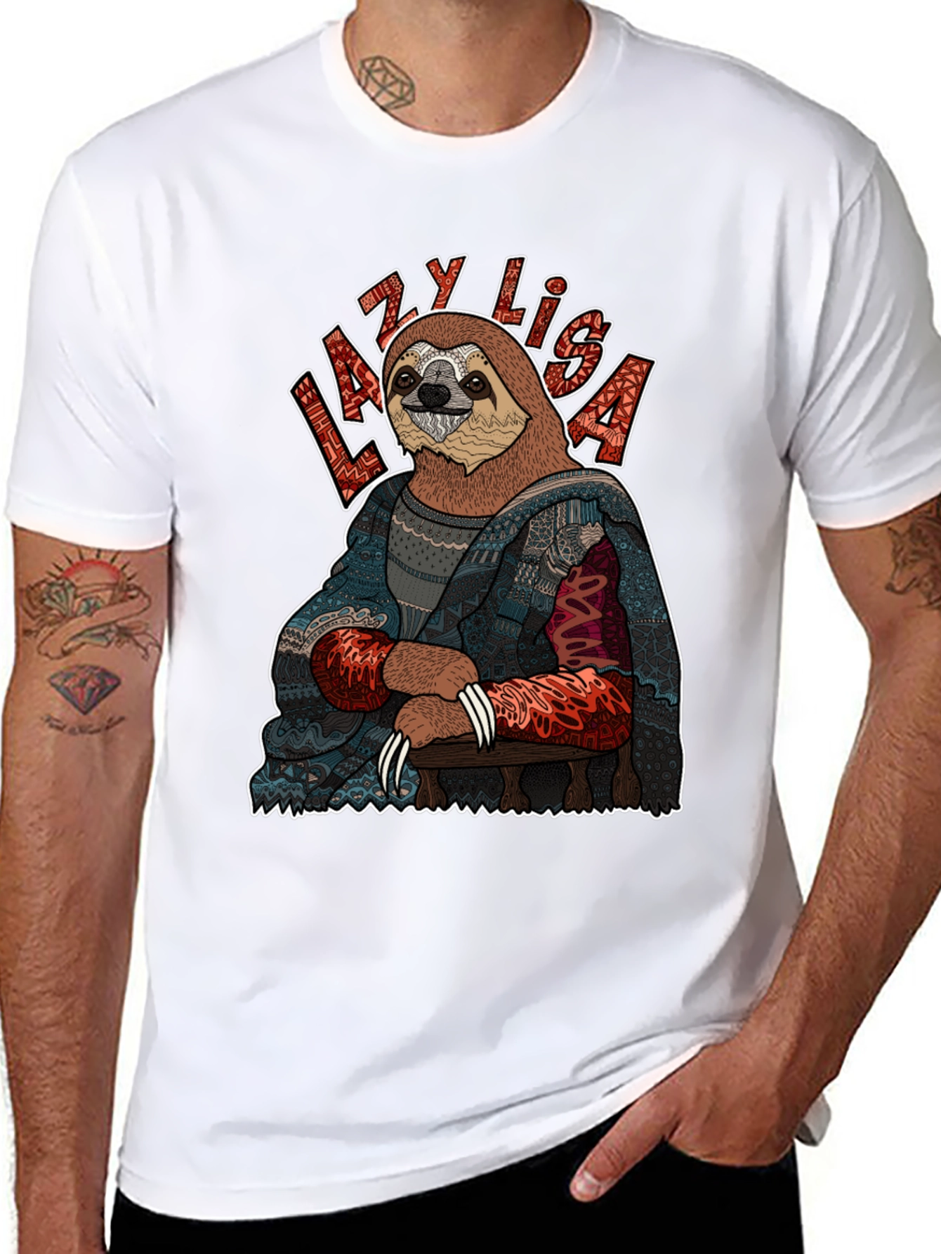 Black Lazy Lisa Sloth Graphic Tee view 8