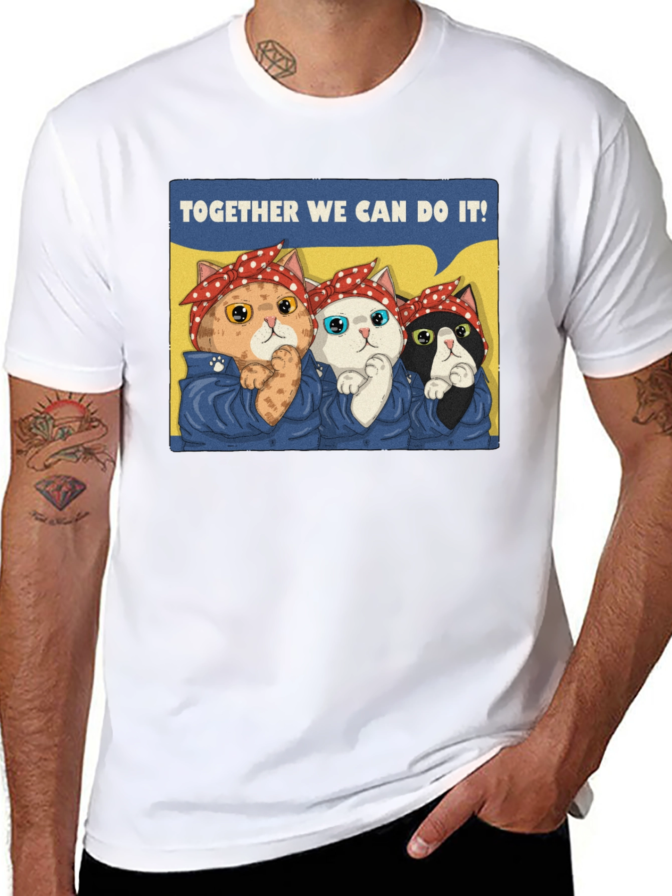 Black Rosie the Riveter Cats T-Shirt view 8