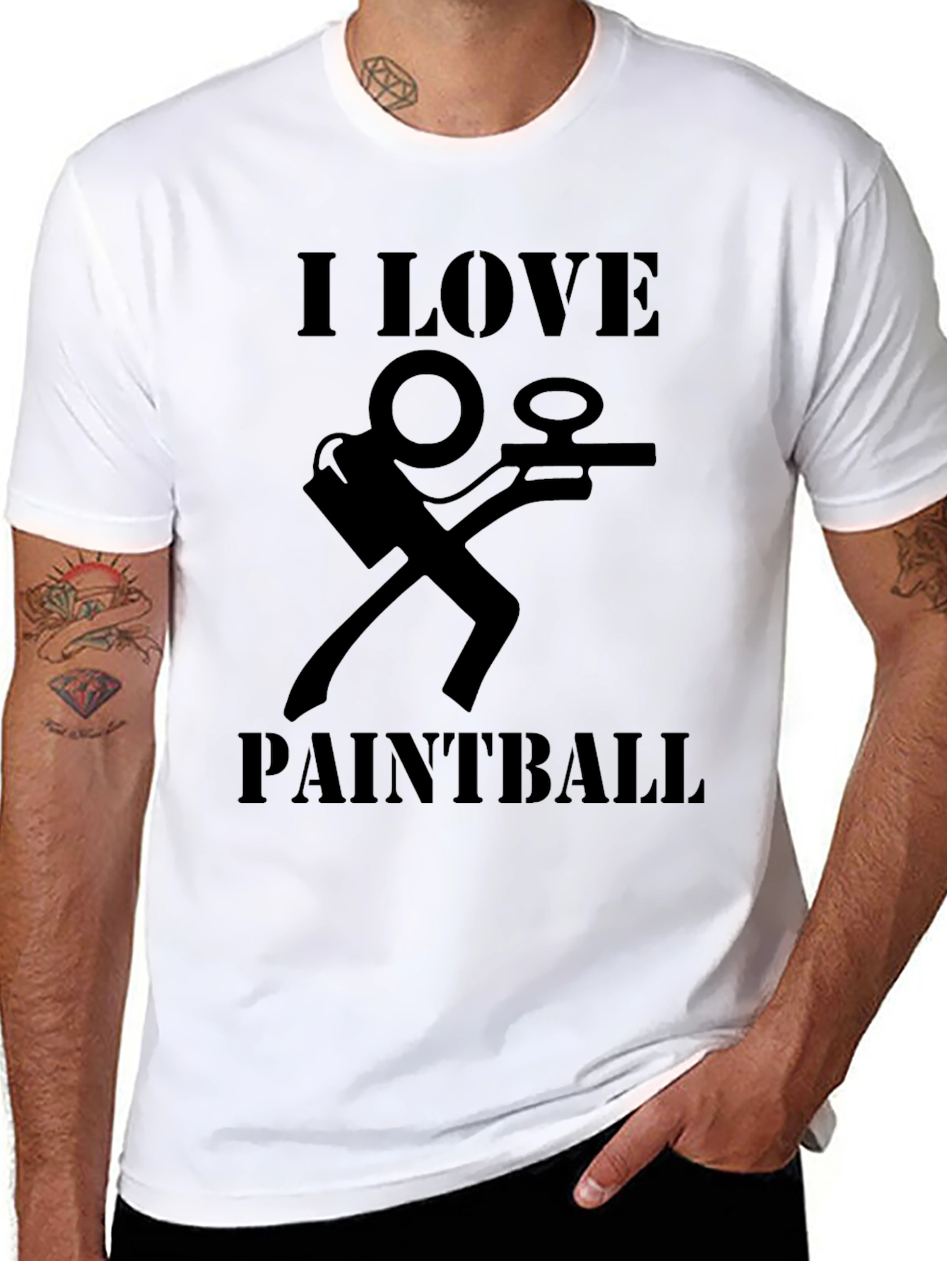 Black I Love Paintball Graphic T-Shirt - Black view 8