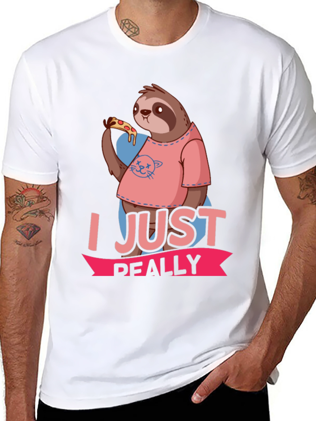 Black Sloth Pizza Lover T-Shirt - Funny Graphic Tee view 8