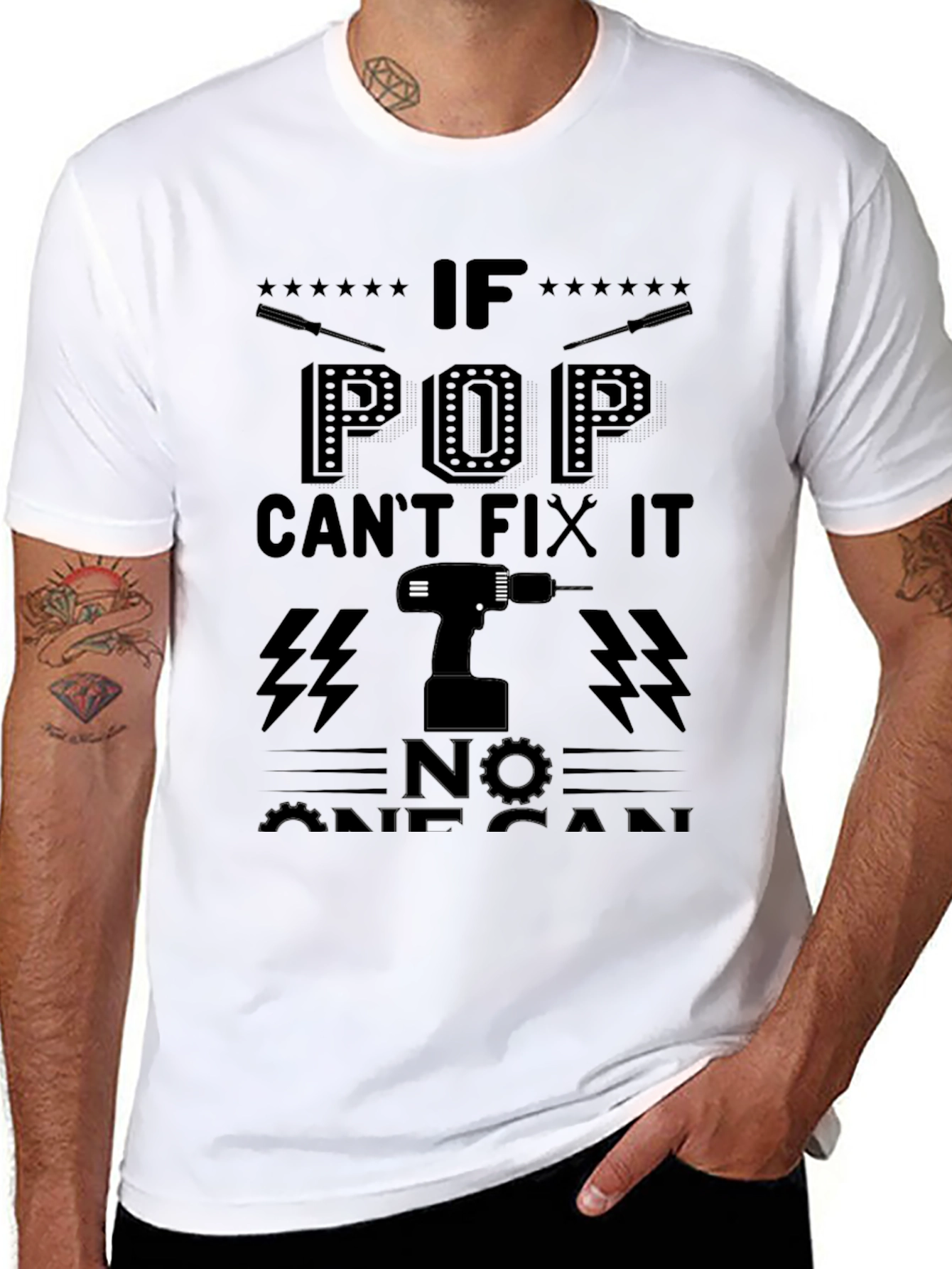Black Pop Can Fix It T-Shirt - Dad Gift view 8
