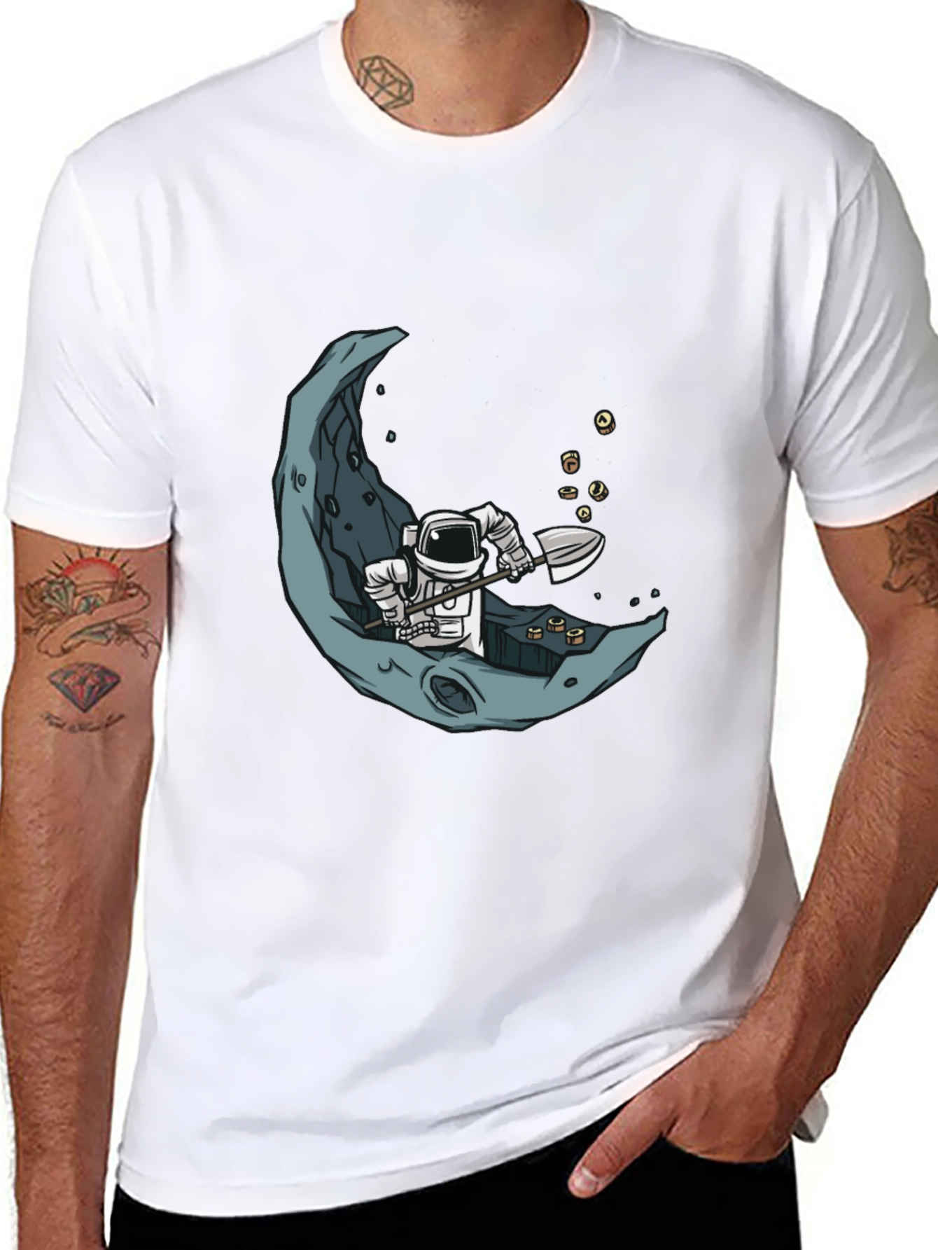 Black Astronaut Moon Miner Graphic Tee view 8