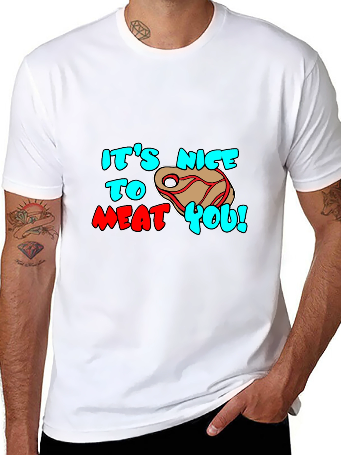 Black It's Nice To Meat You Graphic Tee view 8