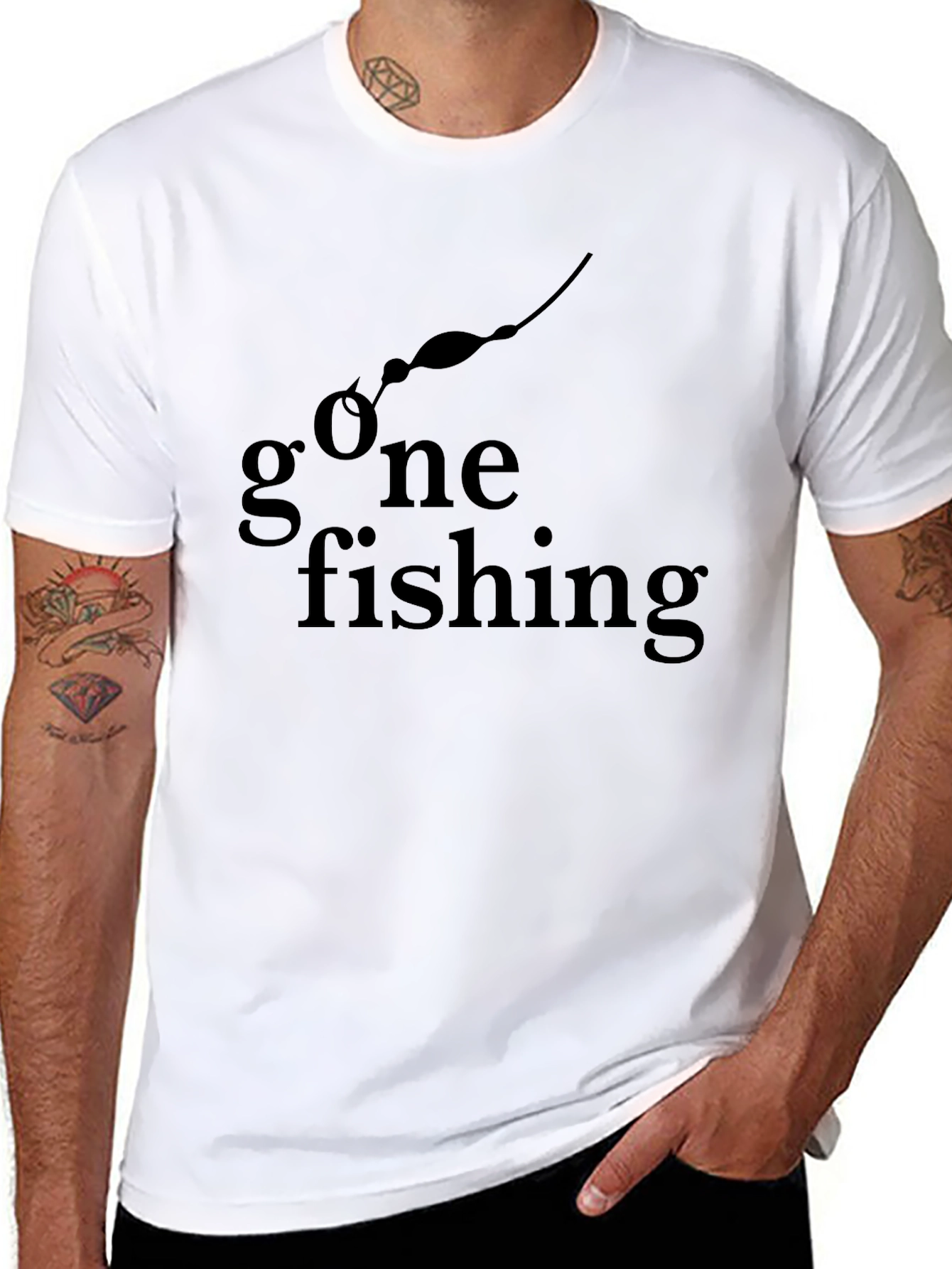 Black Gone Fishing Graphic T-Shirt - Black view 8