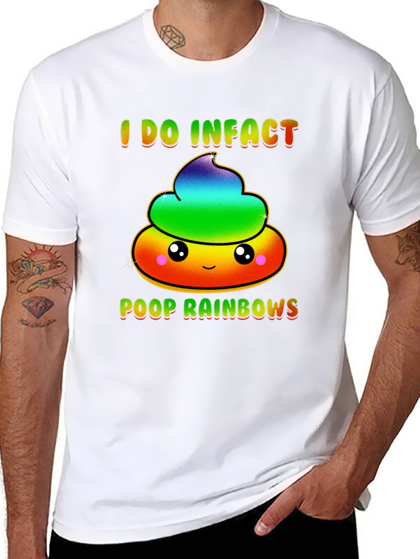 Black Rainbow Poop T-Shirt, Funny Graphic Tee view 8