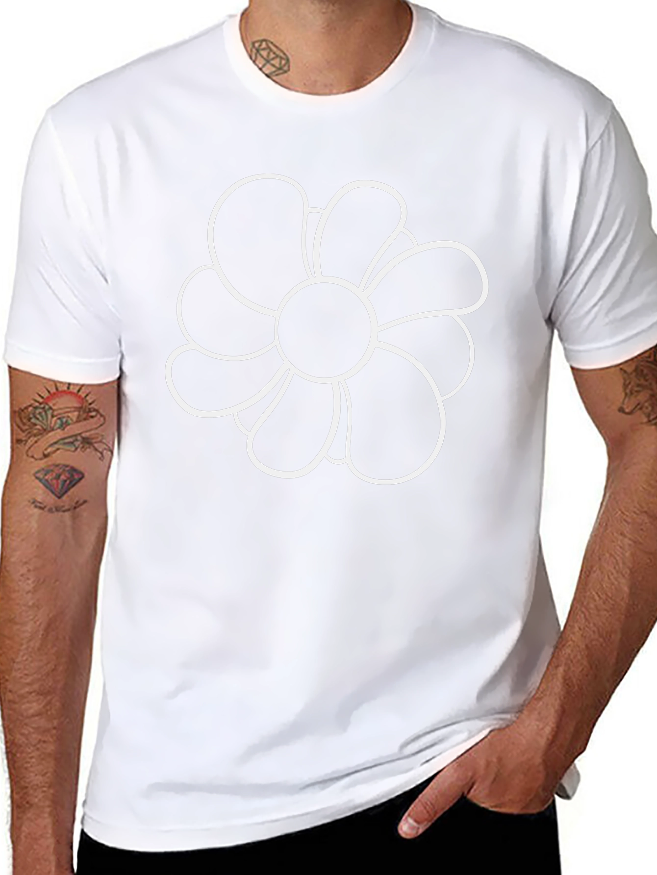 Black Black T-Shirt with Flower Design view 8