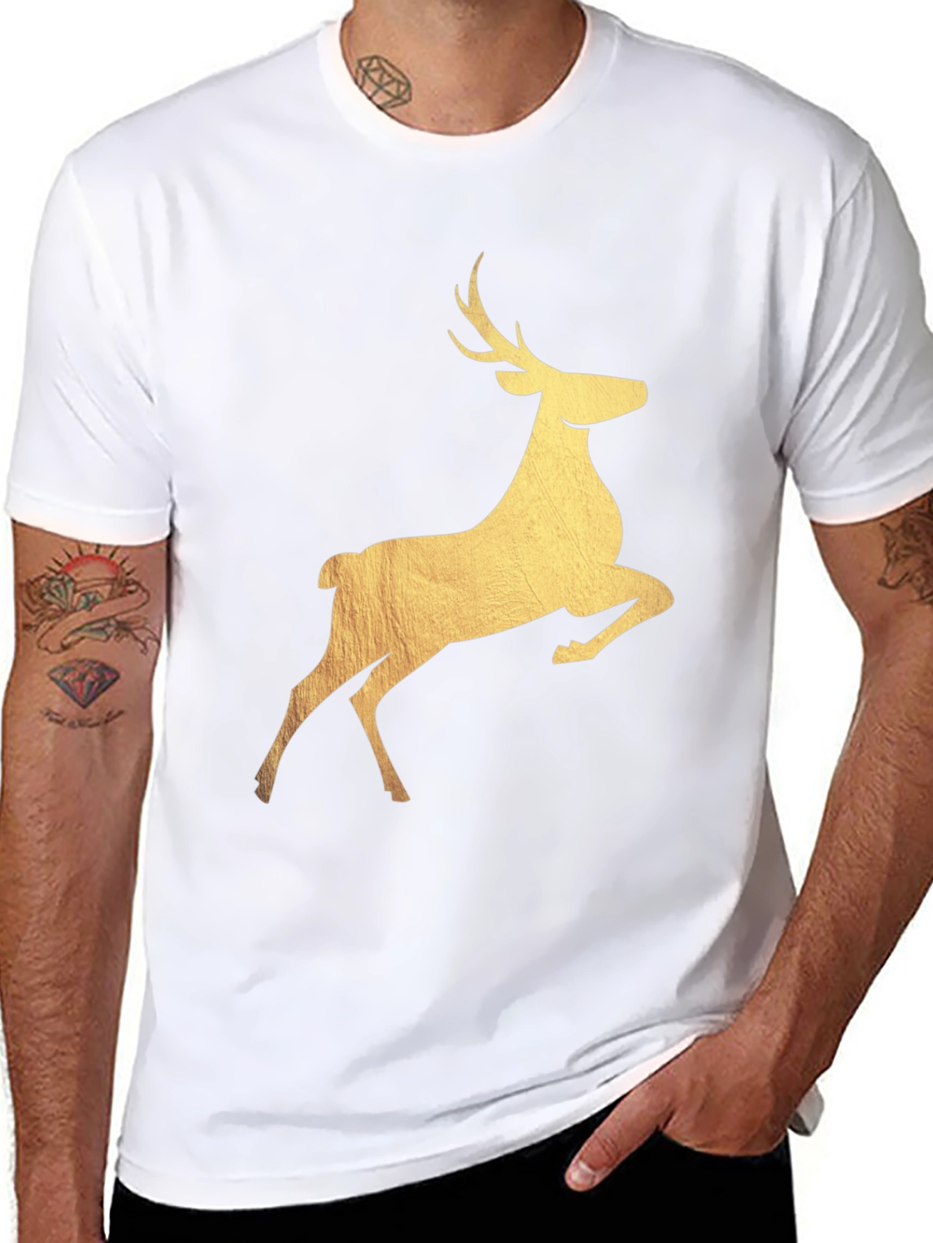Black Reindeer Graphic Black T-Shirt view 8