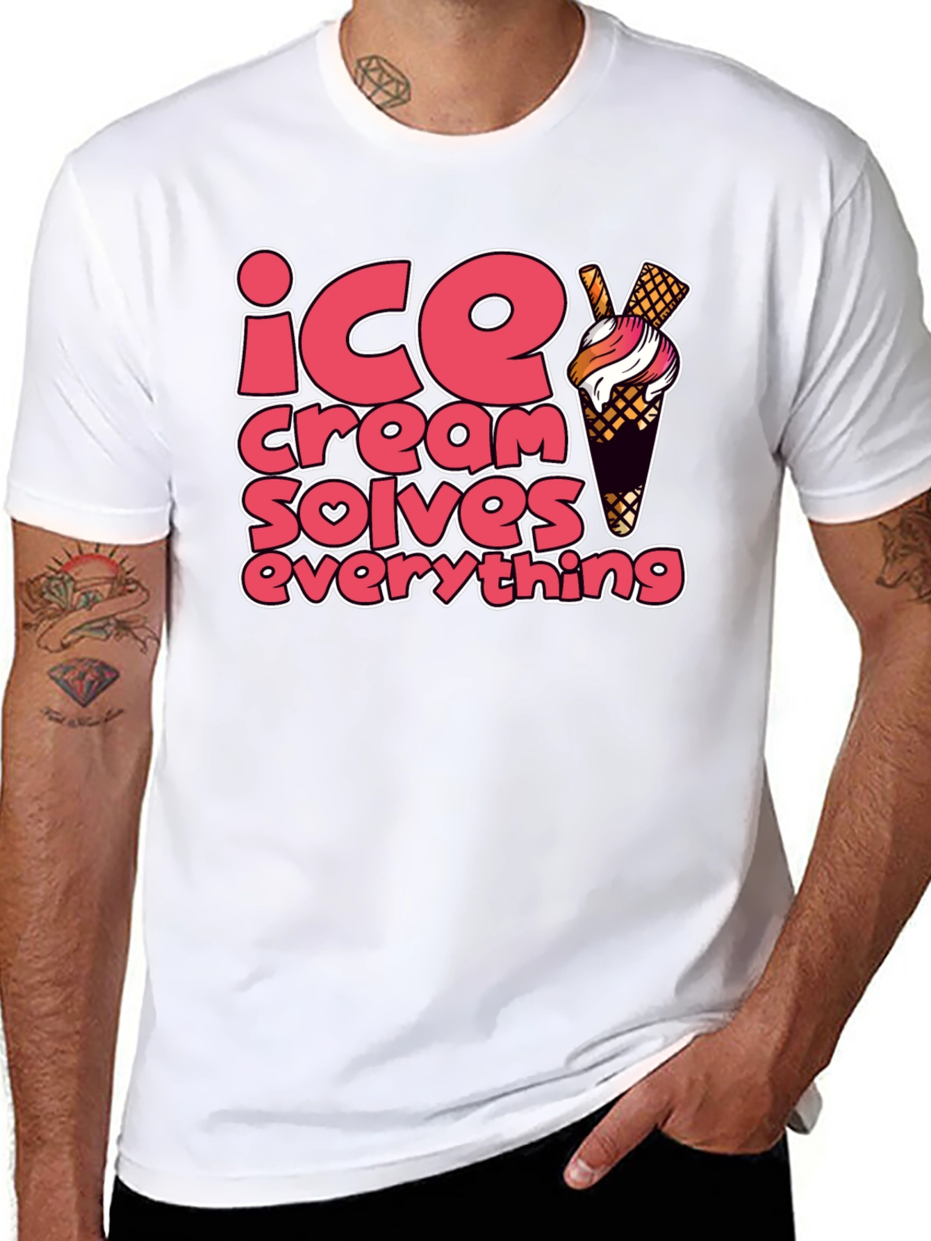 Black Ice Cream Solves Everything Graphic Tee view 8