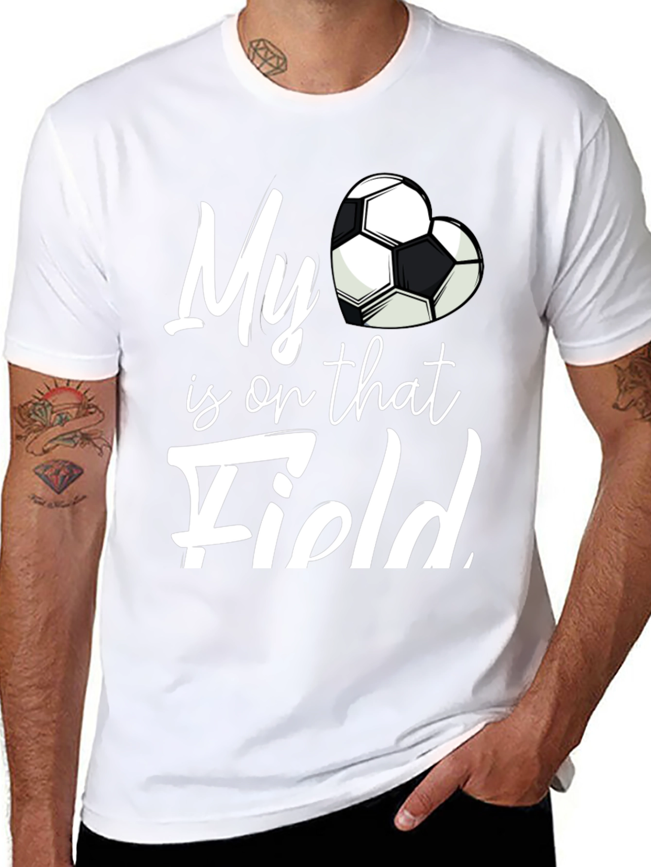 Black My Heart is on That Field Soccer Fan T-Shirt view 8