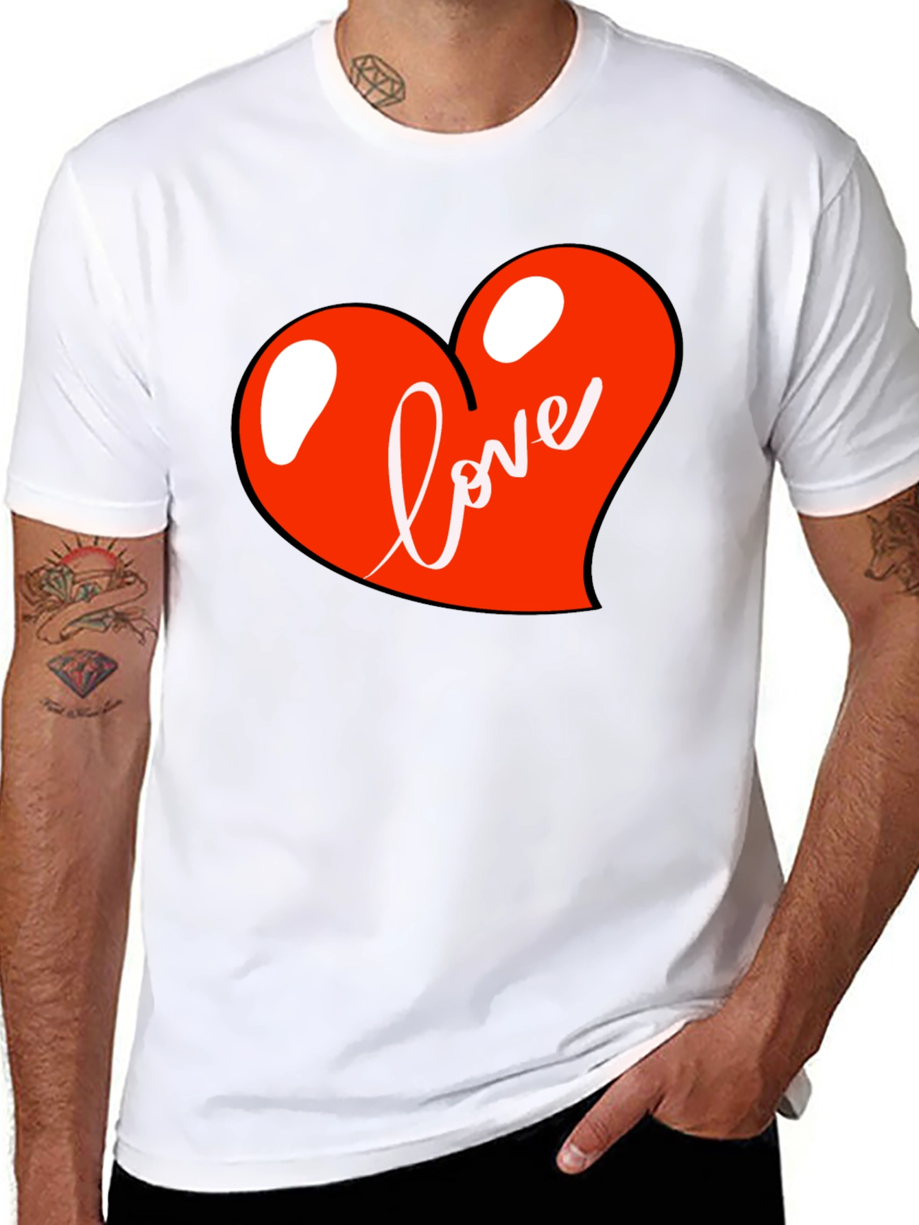 Black Love Heart Graphic Tee - Black Casual Shirt view 8