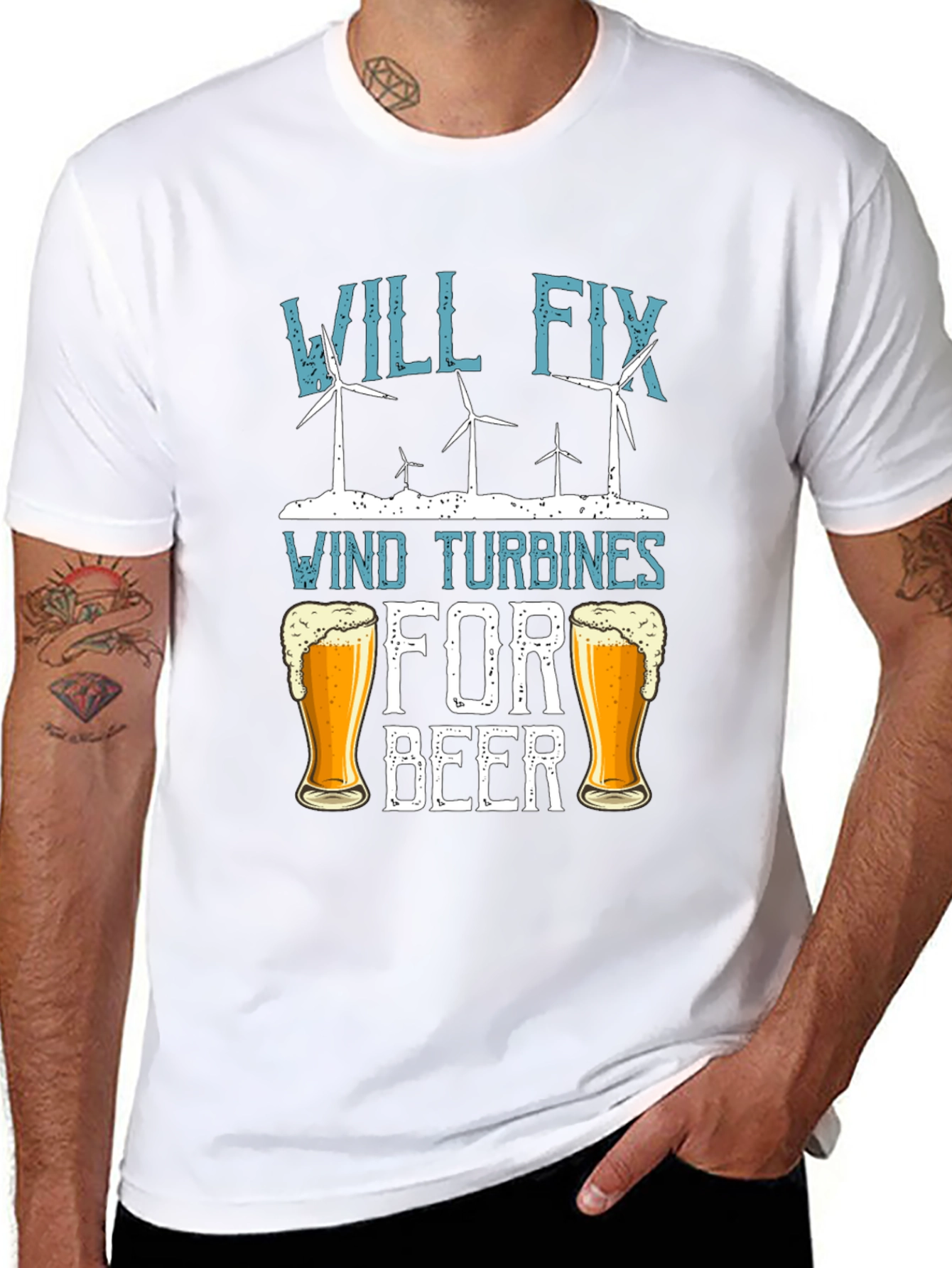 Black Will Fix Wind Turbines For Beer T-Shirt view 8