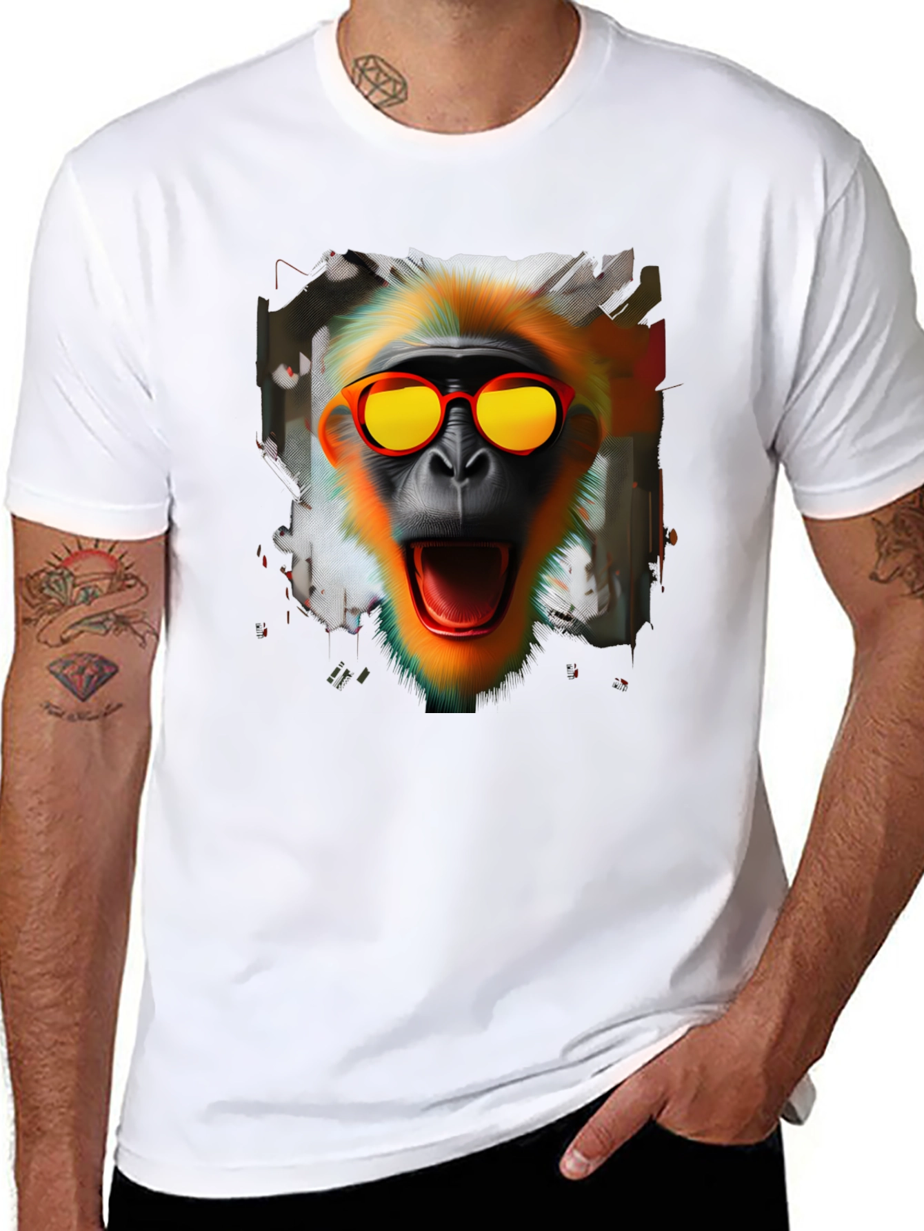 Monkey with Glasses Graphic T-Shirt - 8