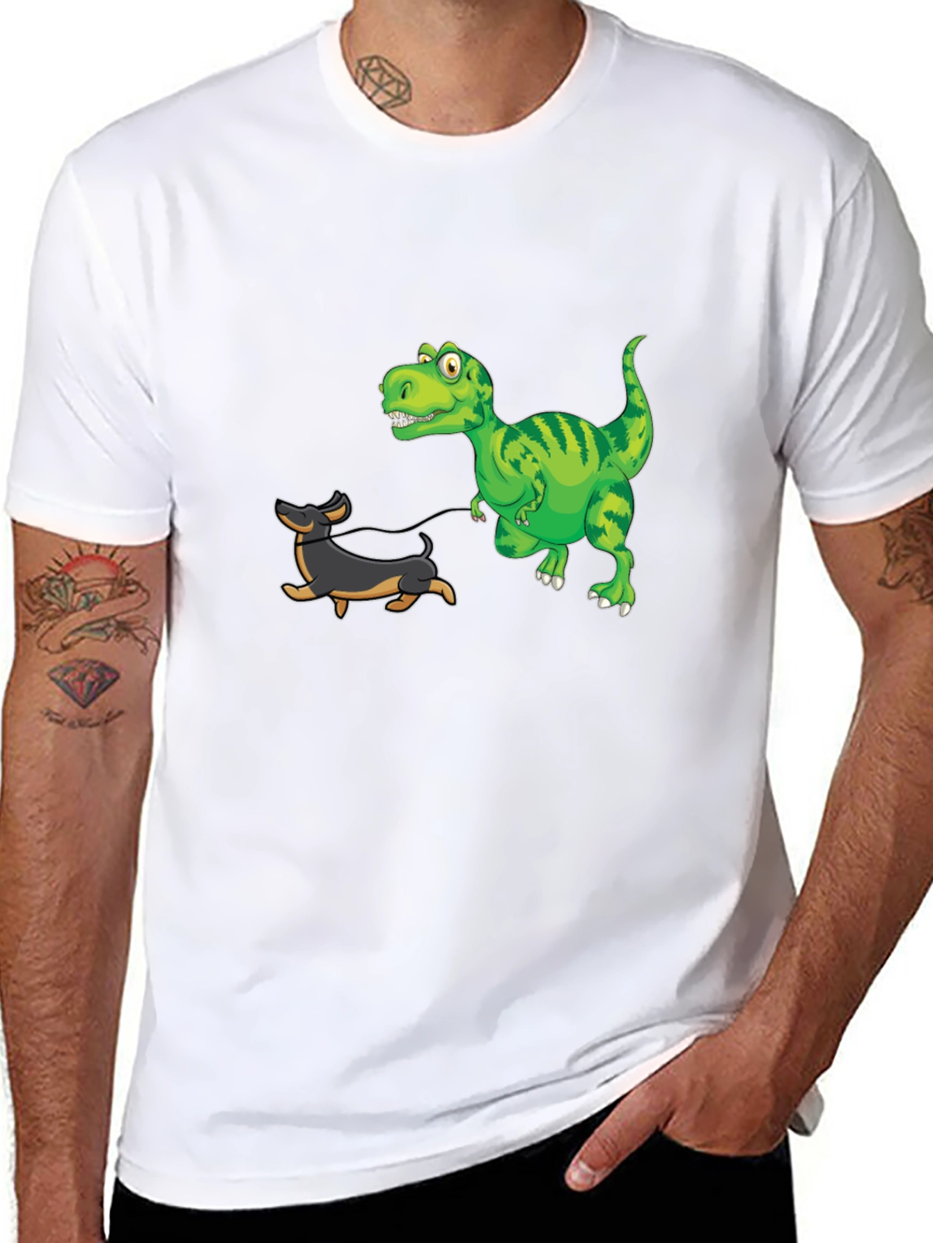 Black Dino Dog Walk Black T-Shirt view 8