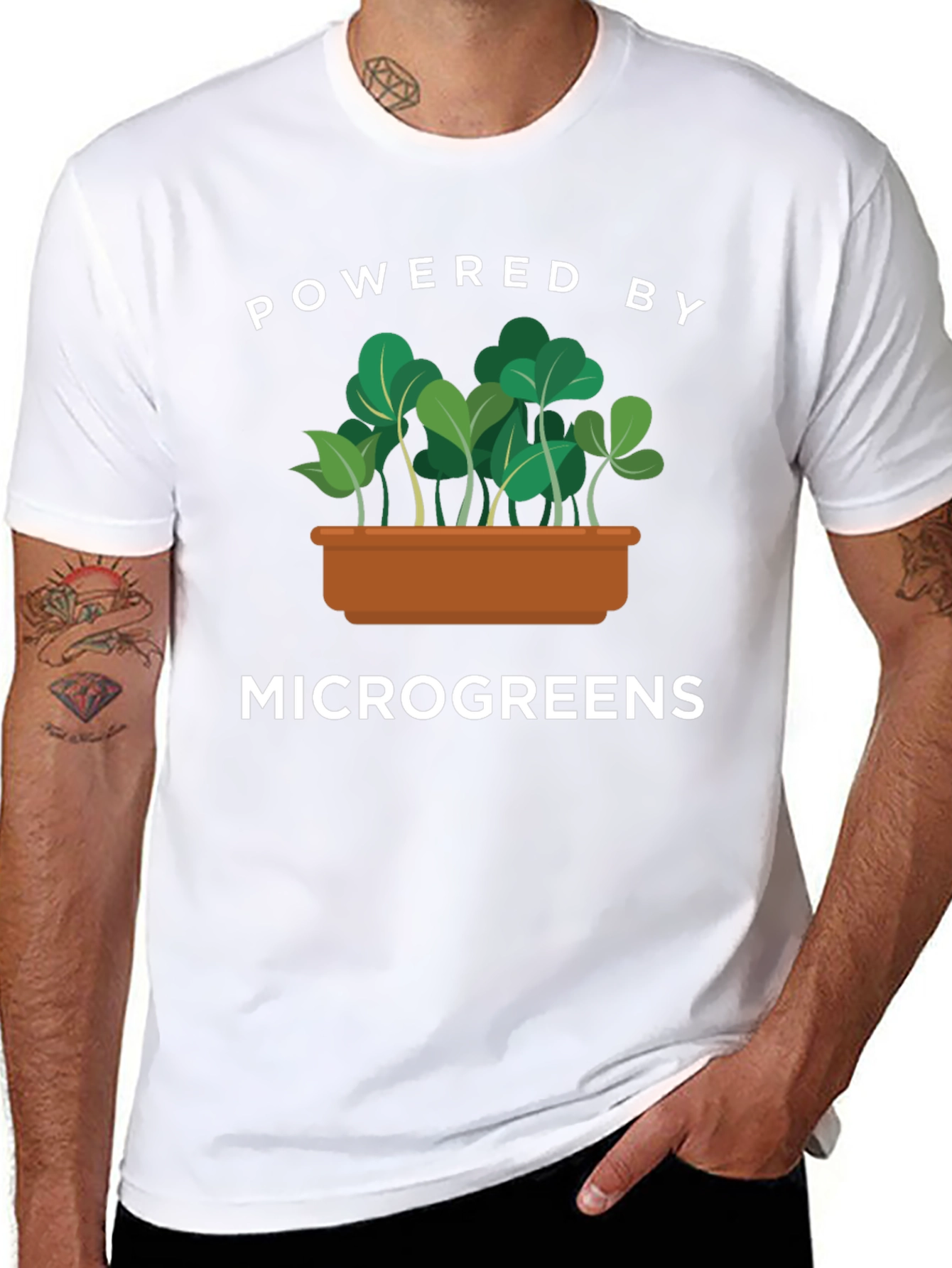 Black Powered by Microgreens T-Shirt view 8