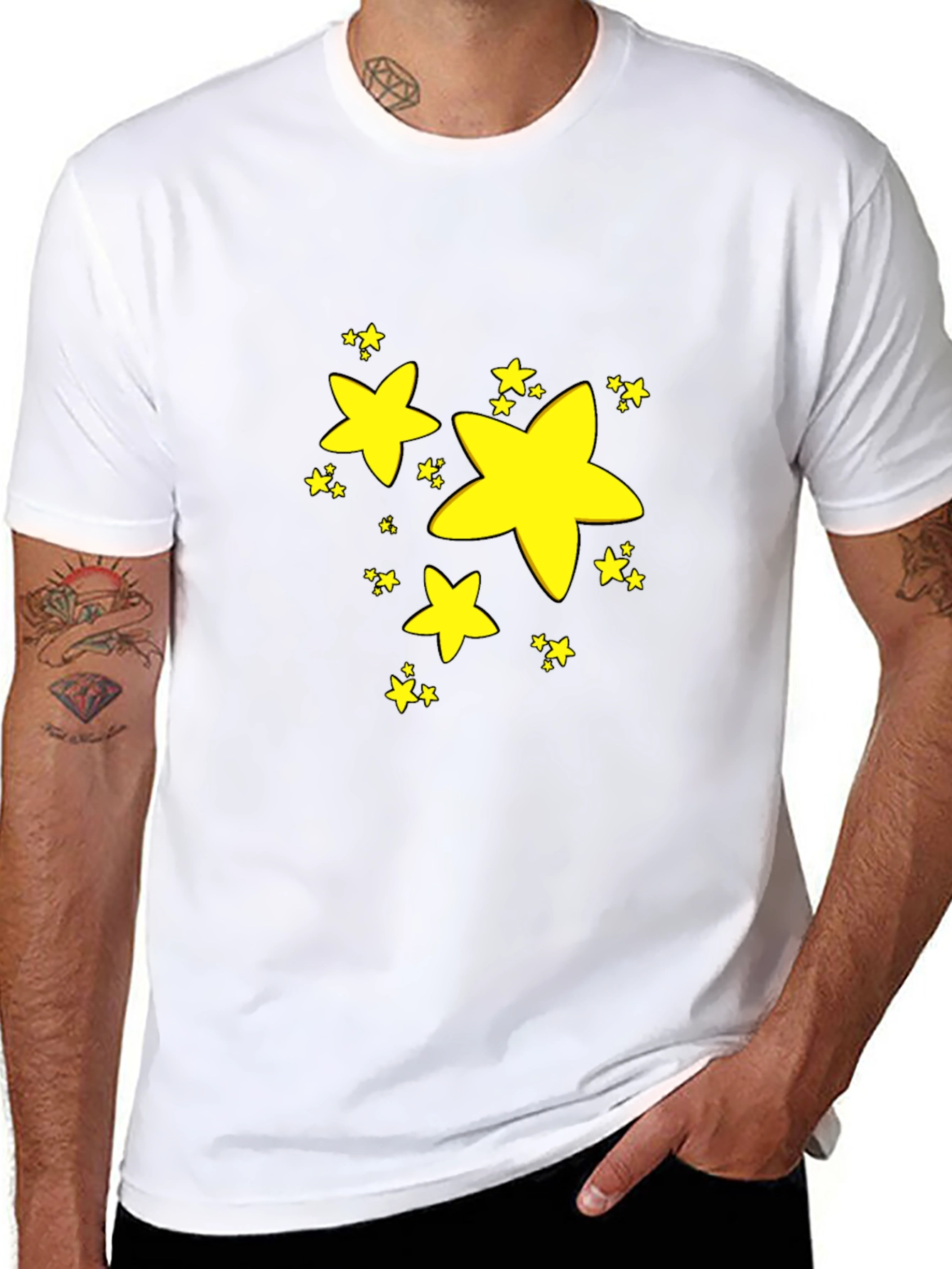Black Stars Graphic Black T-Shirt view 8
