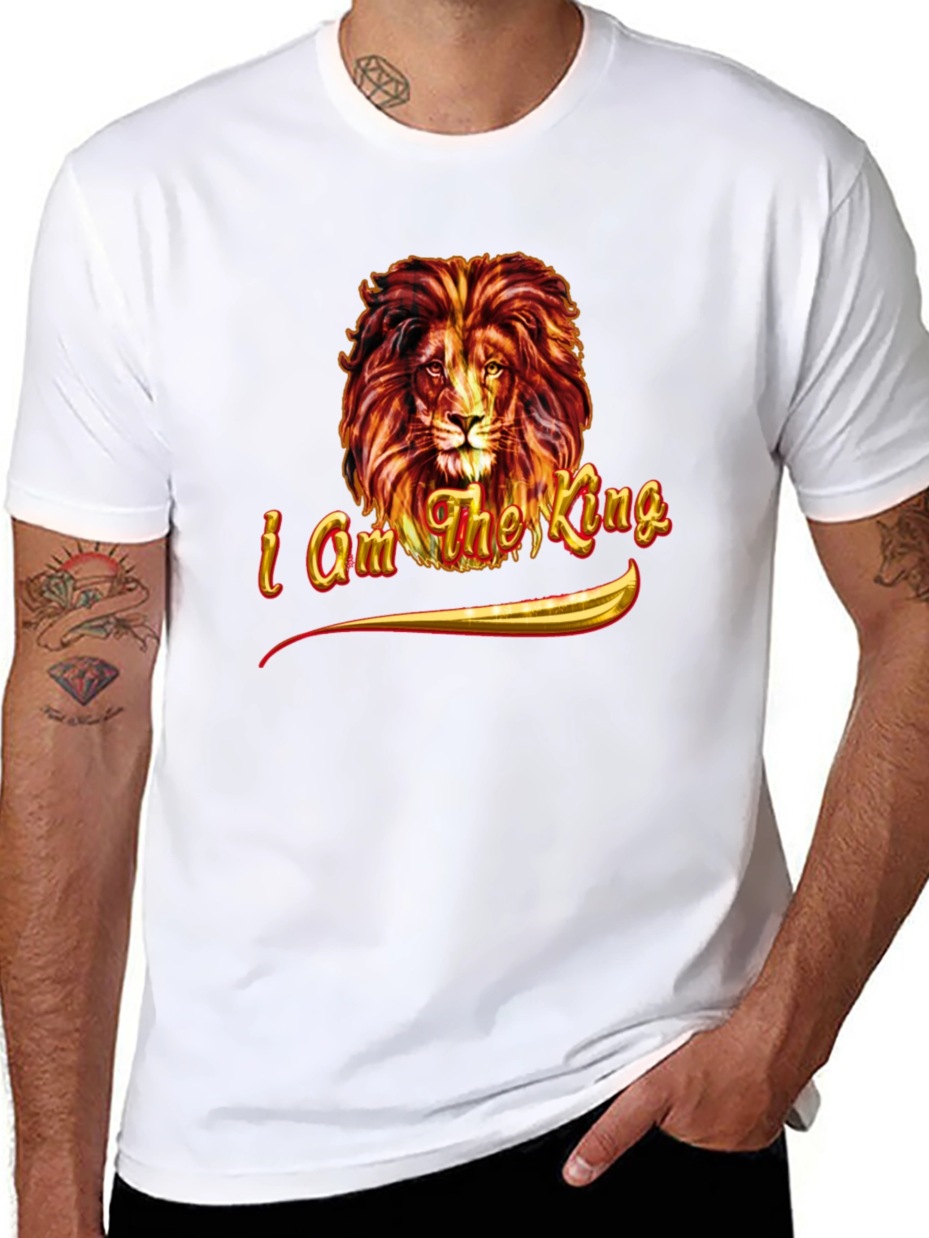 Black I am the King Lion Graphic Tee - Black view 8