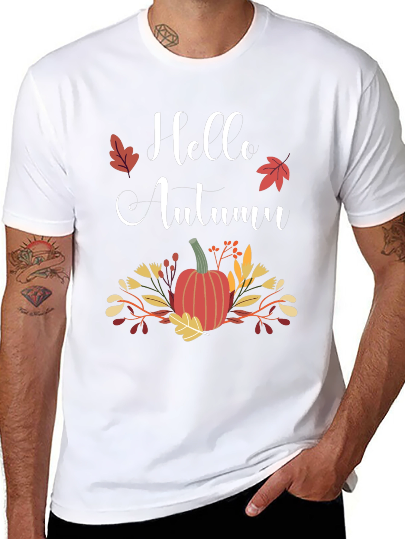 Black Hello Autumn Graphic T-Shirt view 8