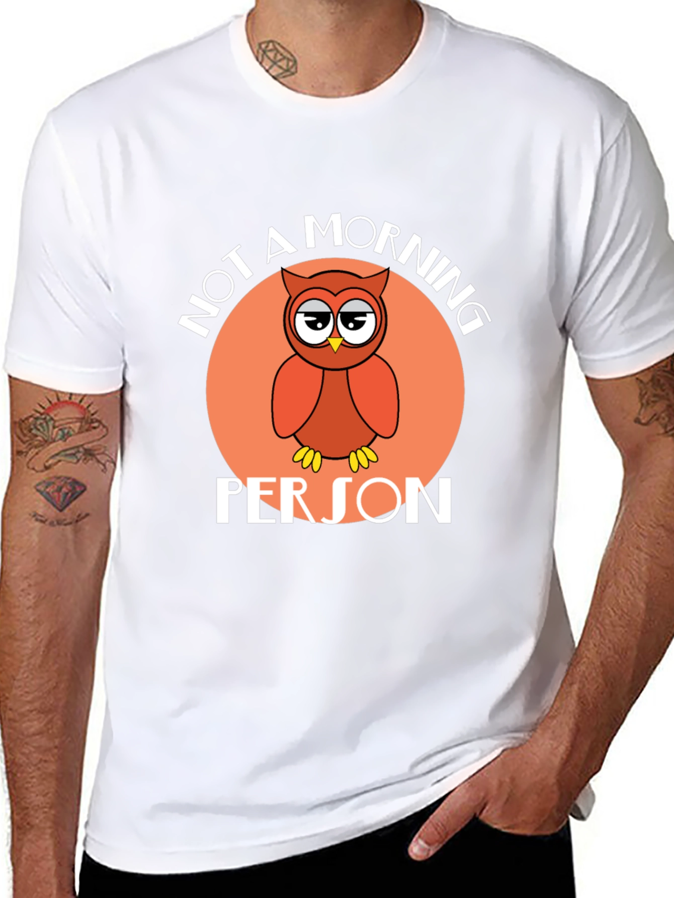 Black Not a Morning Person Owl Graphic T-Shirt view 8