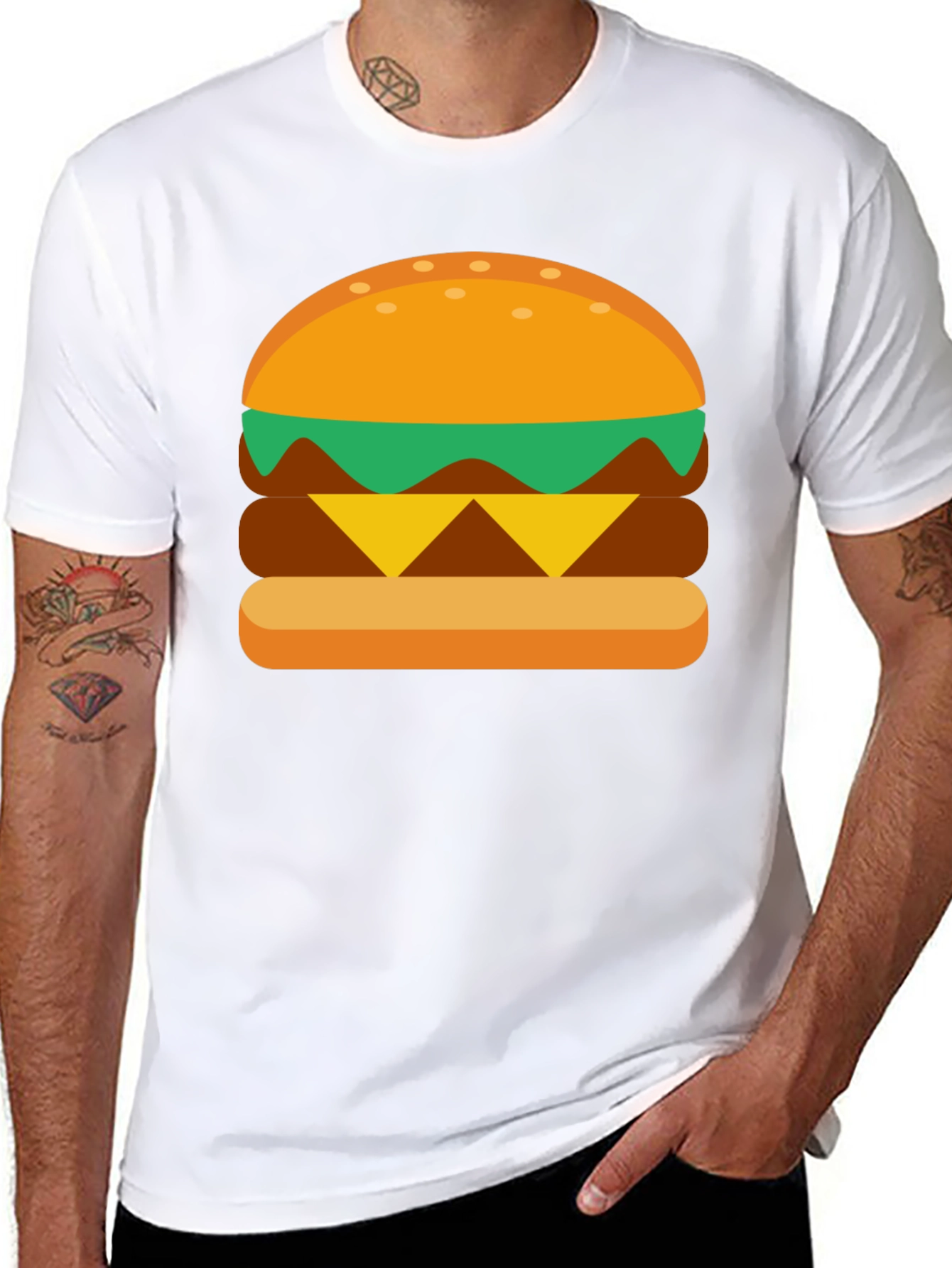 Black Burger Graphic Tee - Casual Cotton T-Shirt view 8