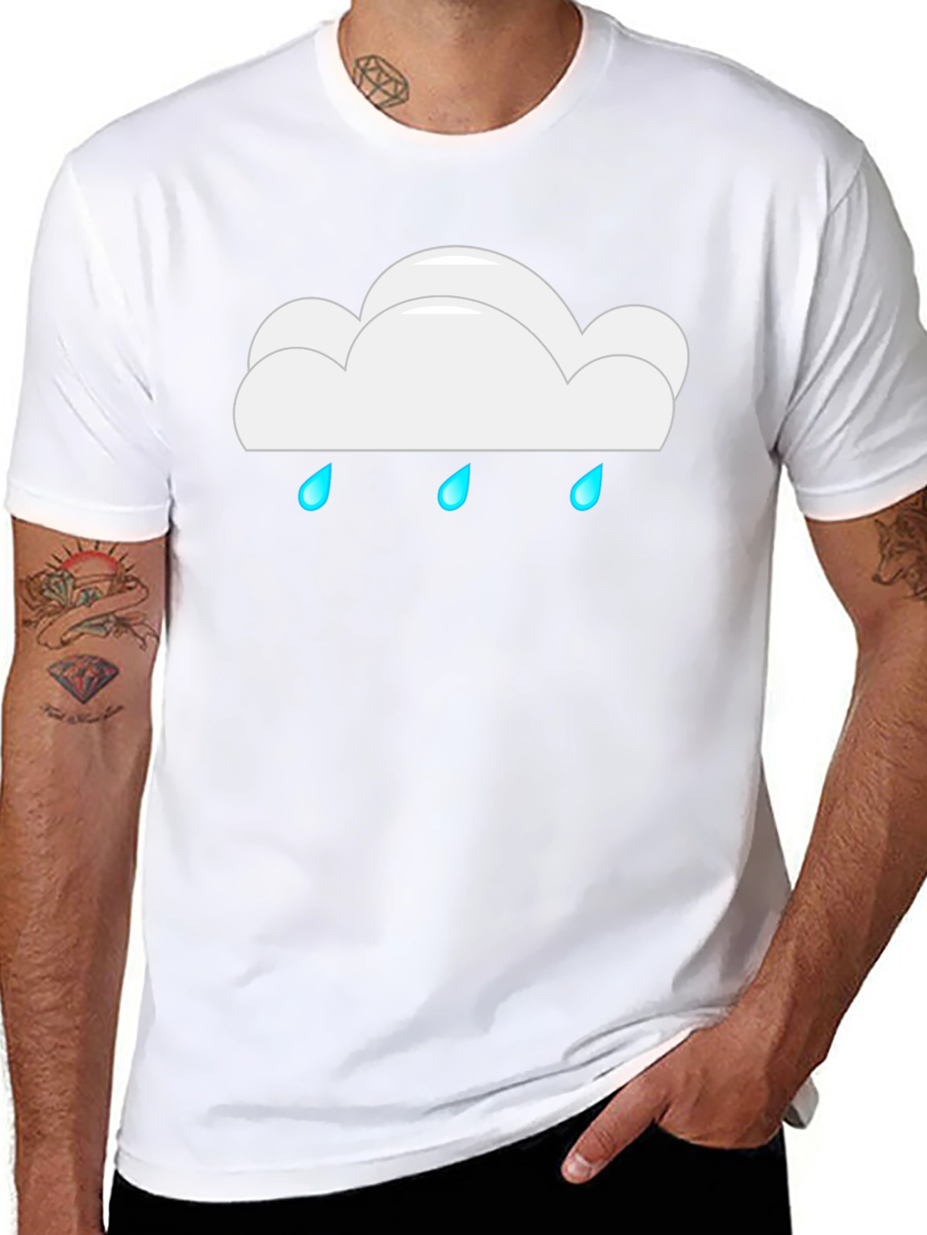 Black Rainy Cloud Black T-Shirt view 8