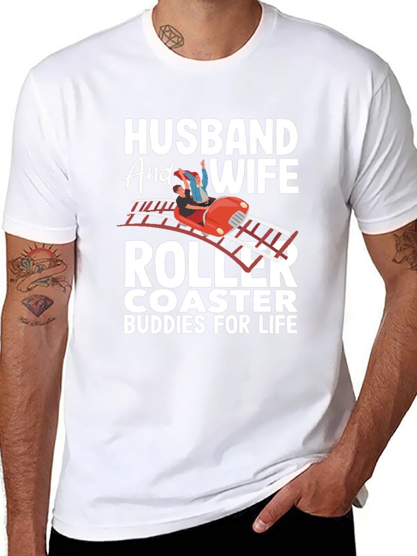 Black Husband and Wife Roller Coaster Buddies T-Shirt view 8