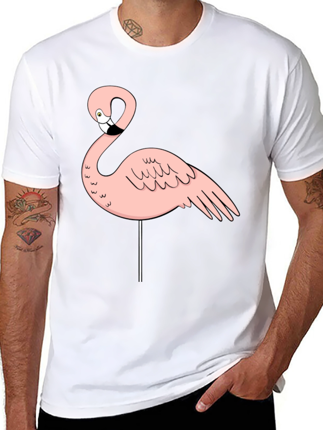 Flamingo Graphic Tee - Black Cotton Blend - 8