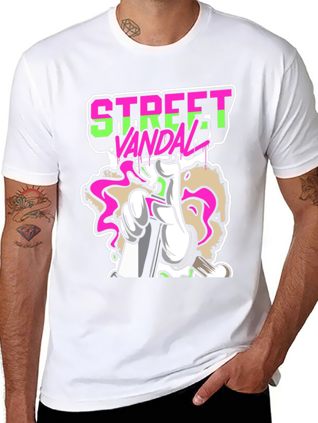 Black Street Vandal Graffiti Graphic Tee - Black view 8