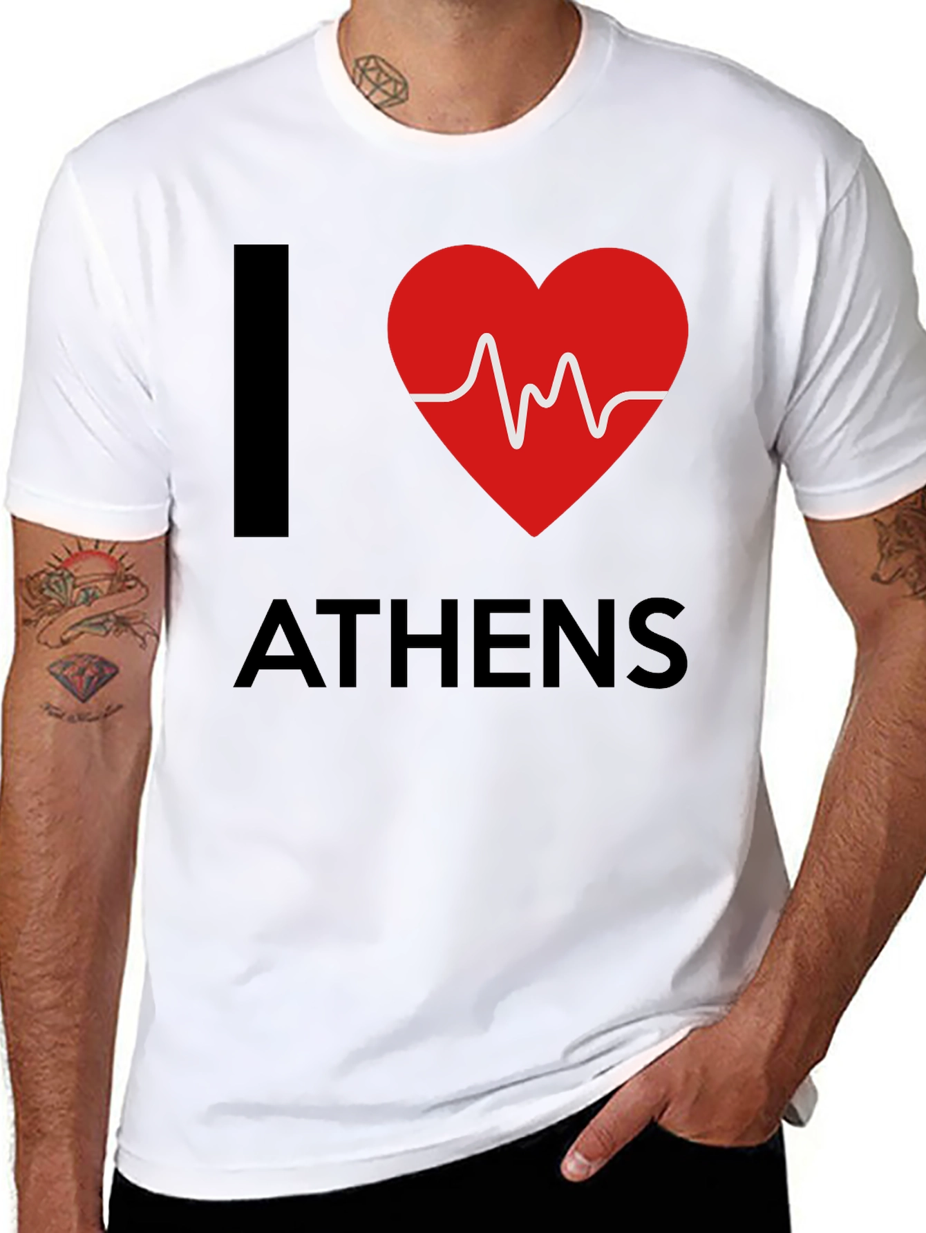 Black I Heart Athens Graphic Tee - Black view 8