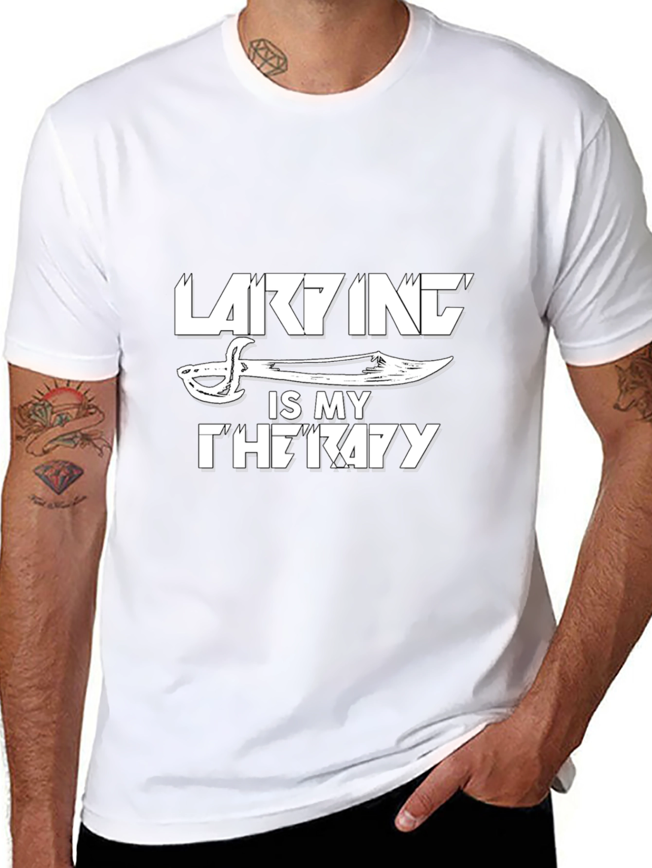 Black Larking is My Therapy Graphic T-Shirt view 8