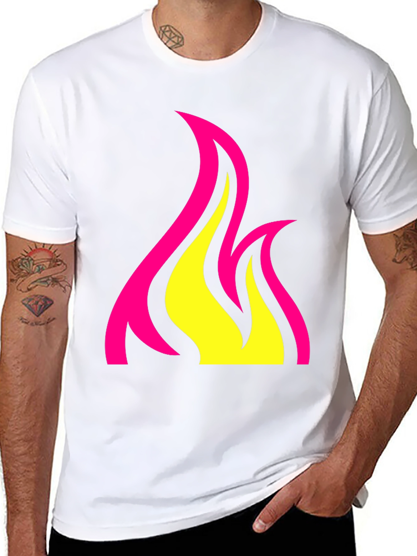 Black Bold Fire Graphic Tee - Black Cotton T-Shirt view 8