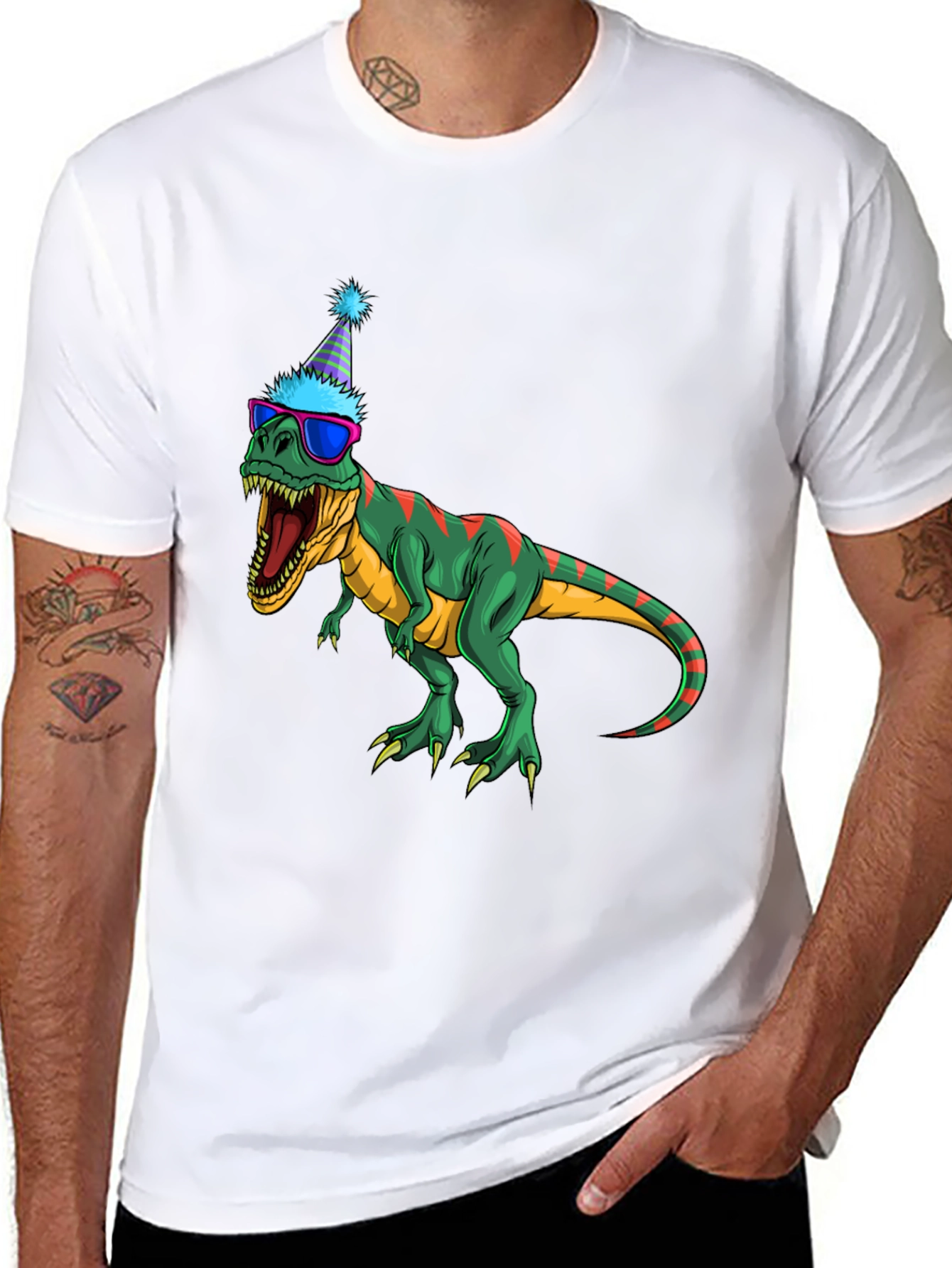 Black Party Dino T-Shirt - Fun & Festive view 8