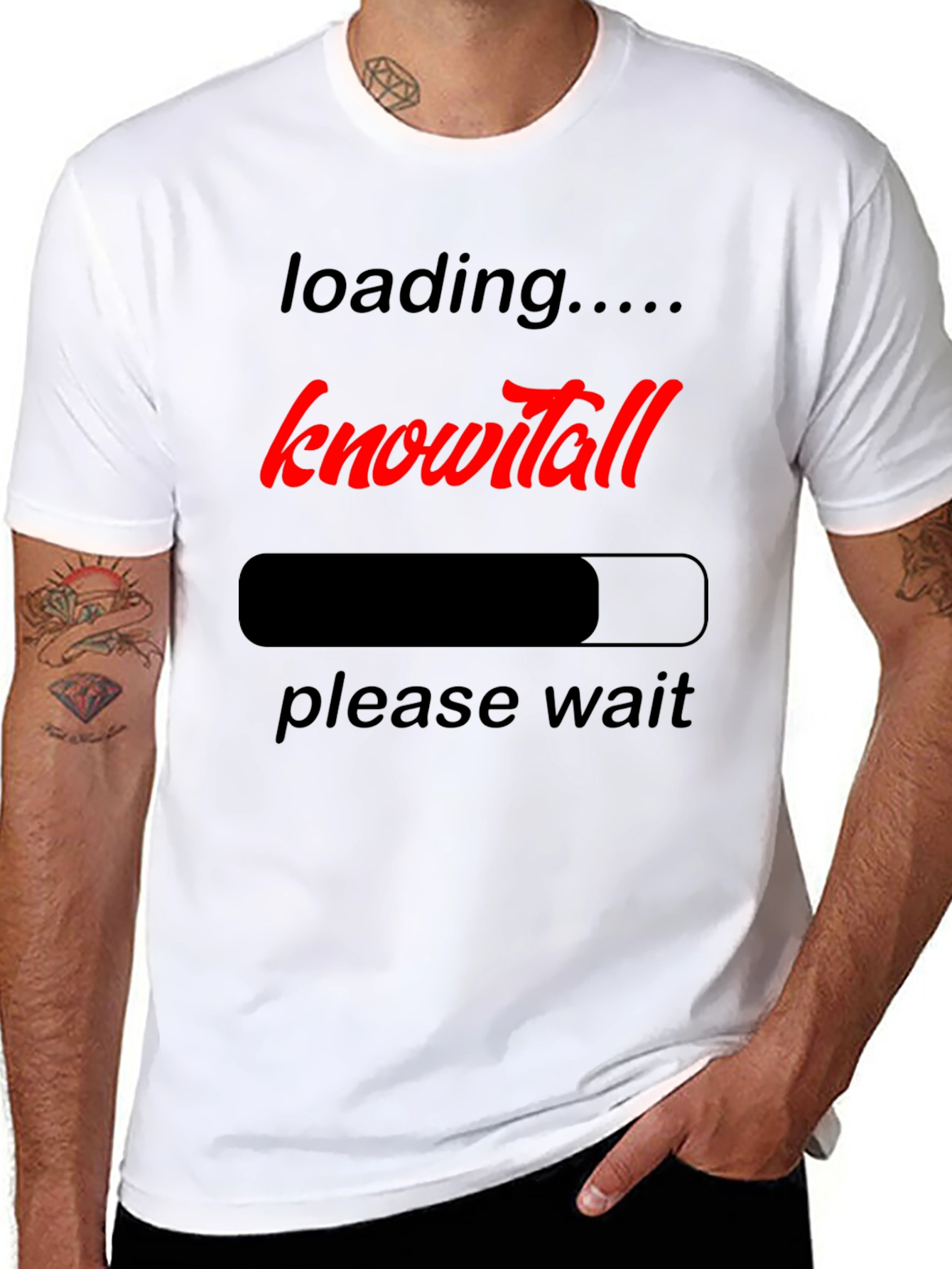 Black Know-it-all Loading Black Graphic T-Shirt view 8