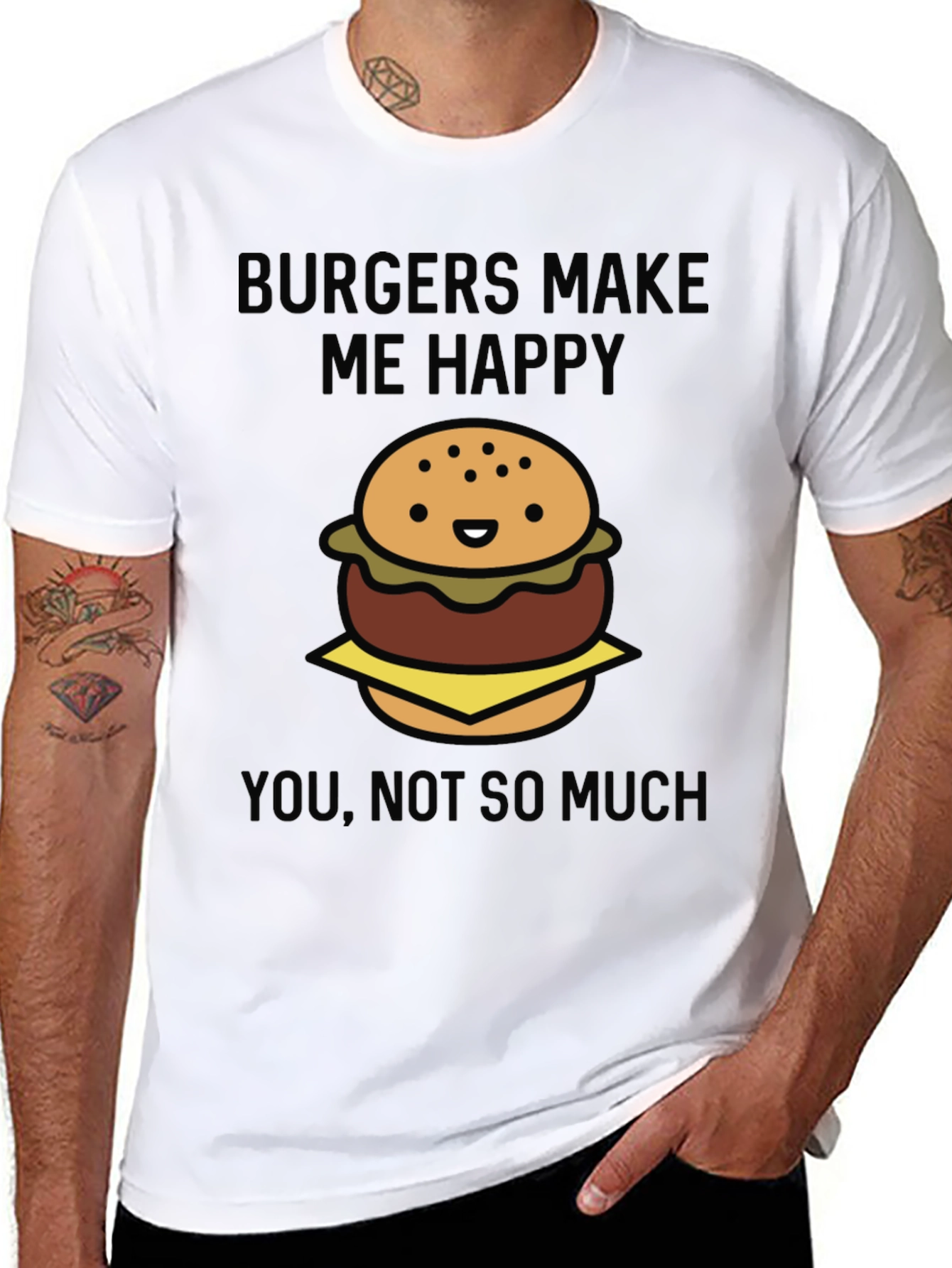 Black Burger Graphic Tee - Funny Men's T-Shirt view 8