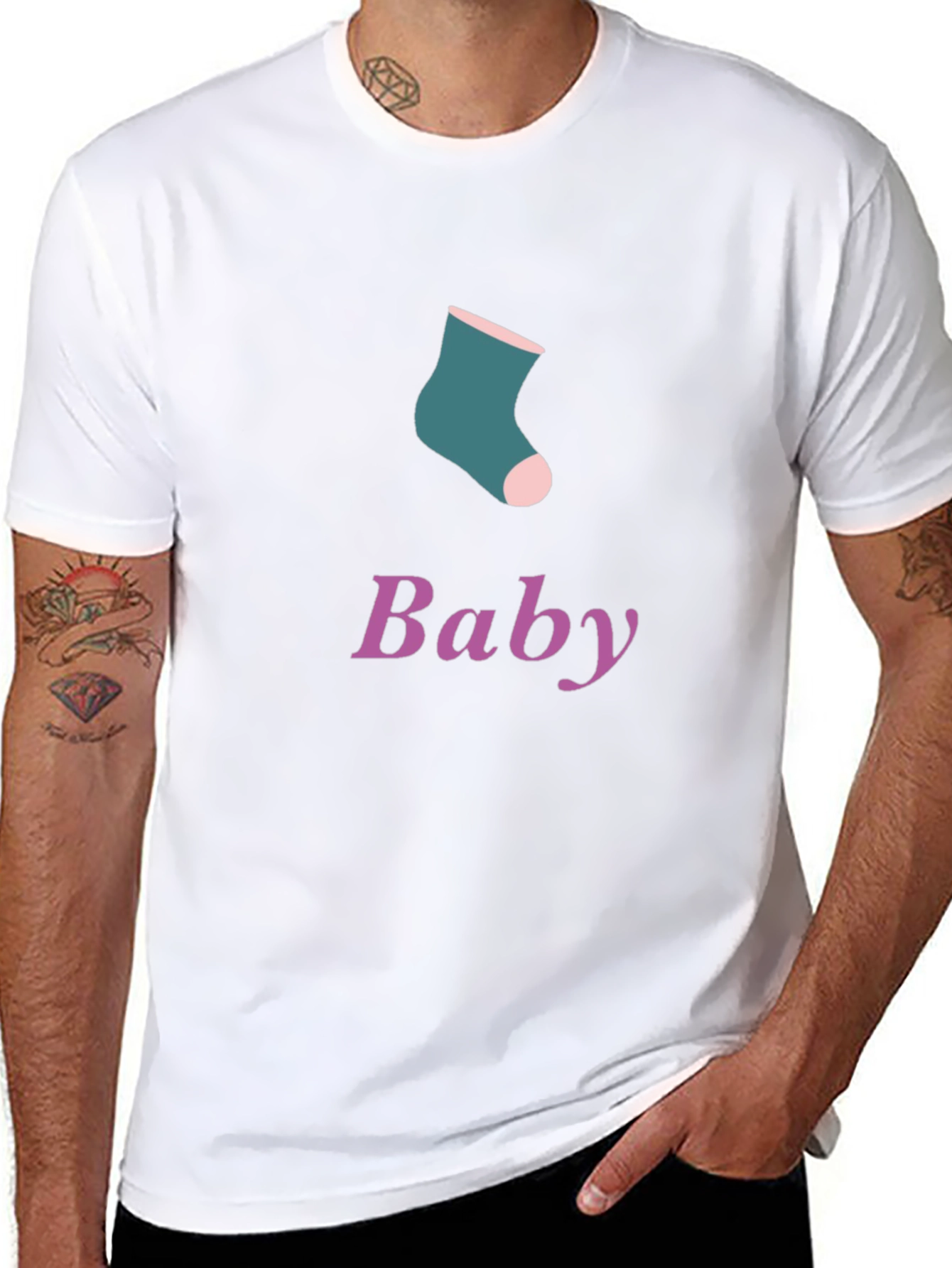 Black Baby Sock Graphic Tee - Soft Cotton Blend view 8