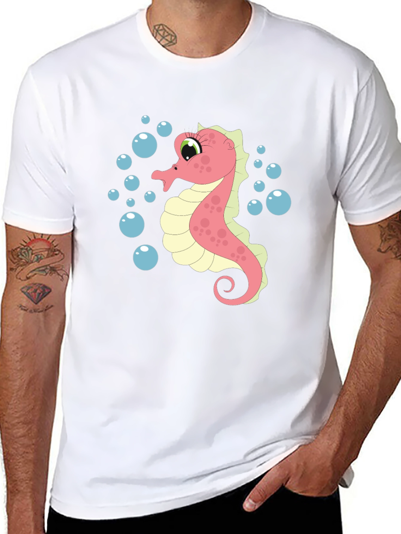 Black Seahorse Graphic T-Shirt - Unique Ocean Life Design view 8