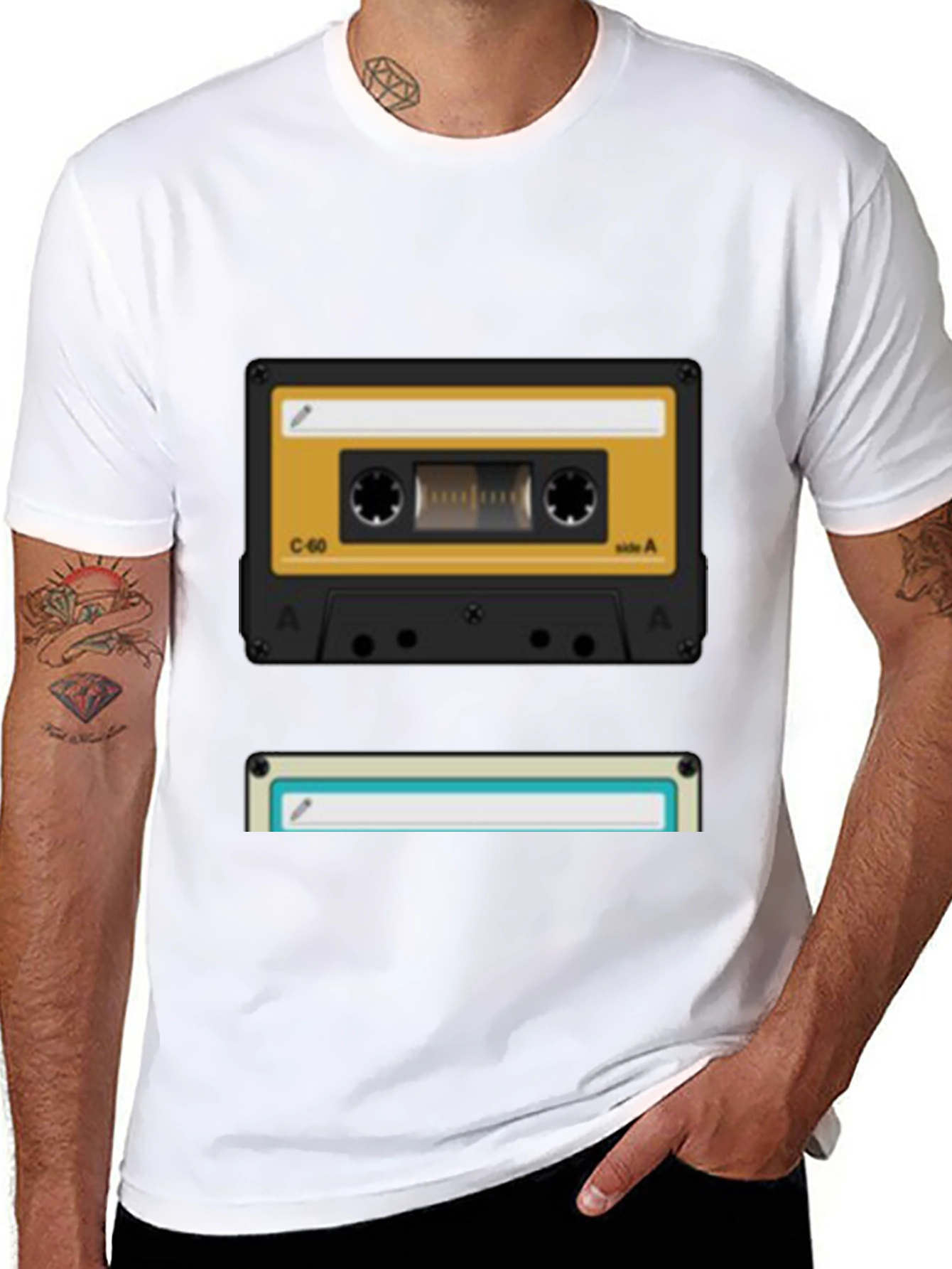 Black Retro Cassette Tape Graphic T-Shirt - Vintage Music Lover Tee view 8