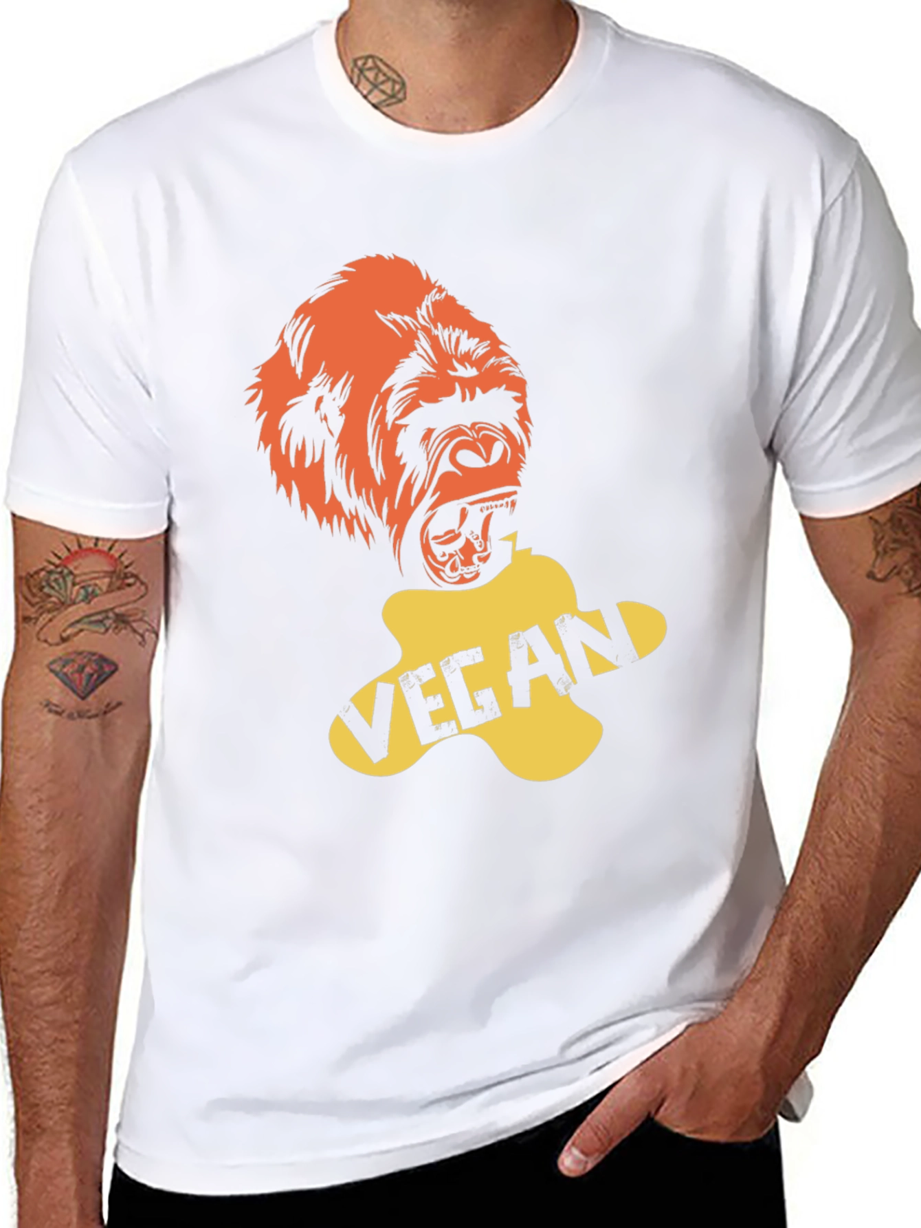 Black Vegan Gorilla Graphic T-Shirt - Bold & Ethical Style view 8