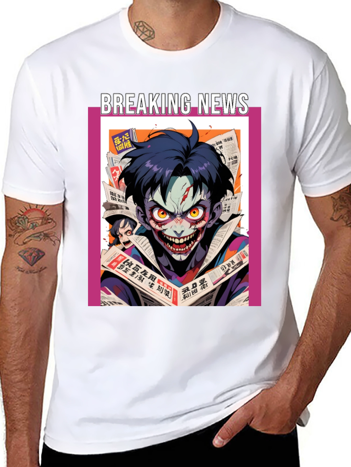 Black Breaking News Joker Graphic Tee - Black Cotton view 8