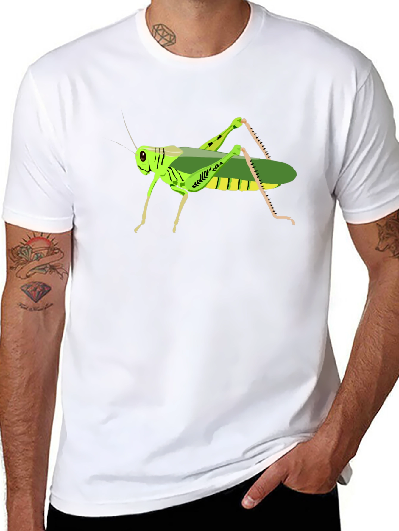 Black Grasshopper Graphic Tee - Cool Insect Design T-Shirt view 8