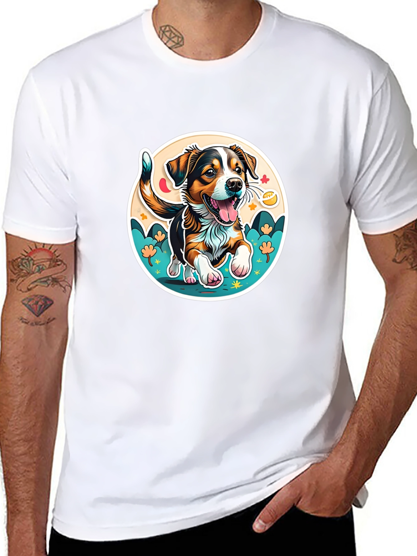 Black Cute Cartoon Dog Graphic Tee view 8