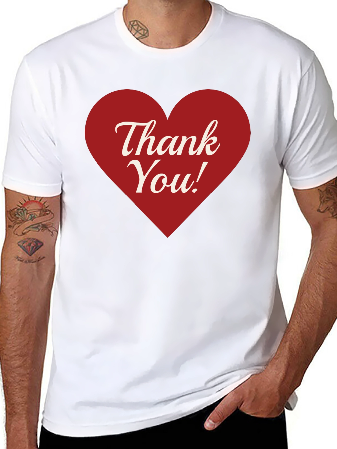 Black Thank You Heart Graphic Tee - Black Cotton Blend view 8