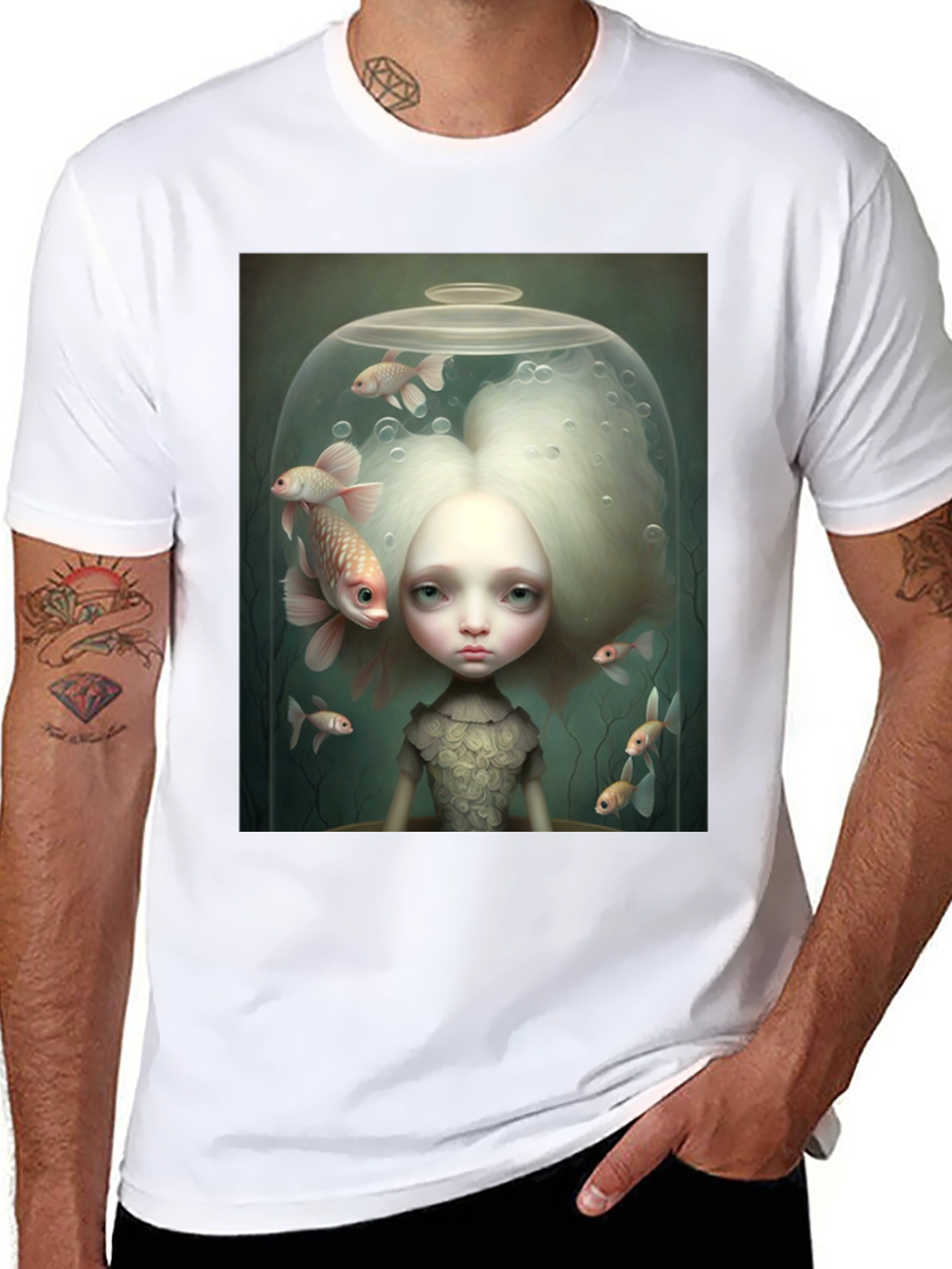 Black Fishbowl Art Graphic Tee view 8