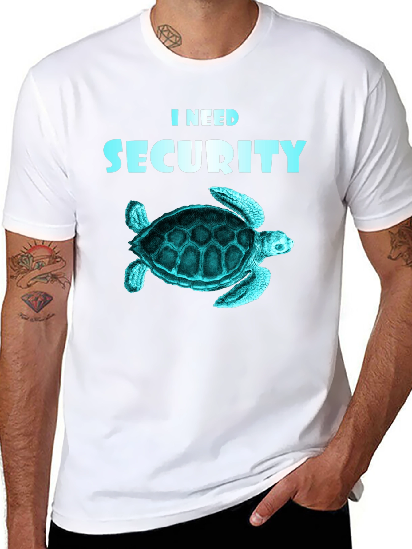 Black I Need Security Turtle T-Shirt view 8